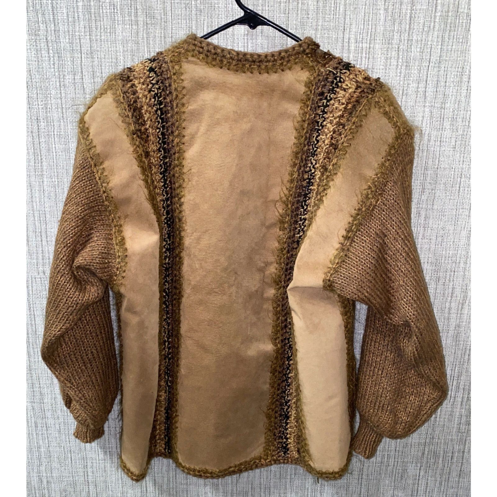 Vintage VINTAGE M_M Womens Cardigan Shirt? Leather Suede Brown? Size L / US 10 / IT 46 - 4 Thumbnail