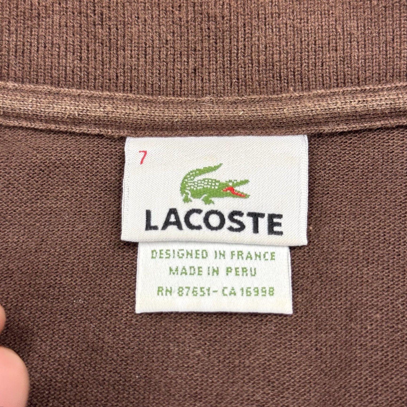Lacoste LACOSTE Mens Polo Shirt Short Sleeve Pique Cotton Golf Casual 7 Brown Unique Design Size US M / EU 48-50 / 2 - 5 Thumbnail