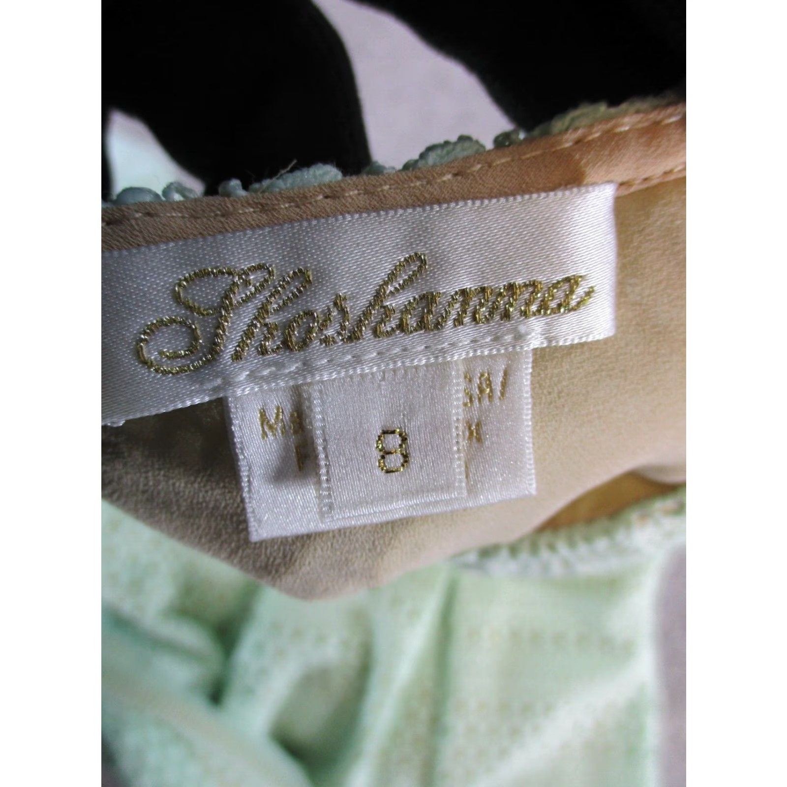 Vintage Soshanna Dress Womens 8 Blouson Short Sleeve Round Neck Embroidered Green Beige Polyester - Dress Length Short - 8 - Green - Blouson - Womens Size M / US 6-8 / IT 42-44 - 3 Thumbnail