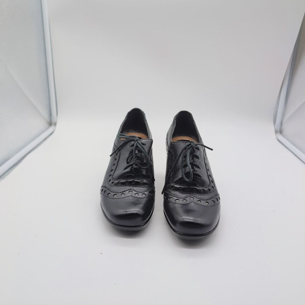 Other Earth Periwinkle Elegant Black Leather Women's Heeled Shoes Size US 5 / IT 35 - 3 Thumbnail