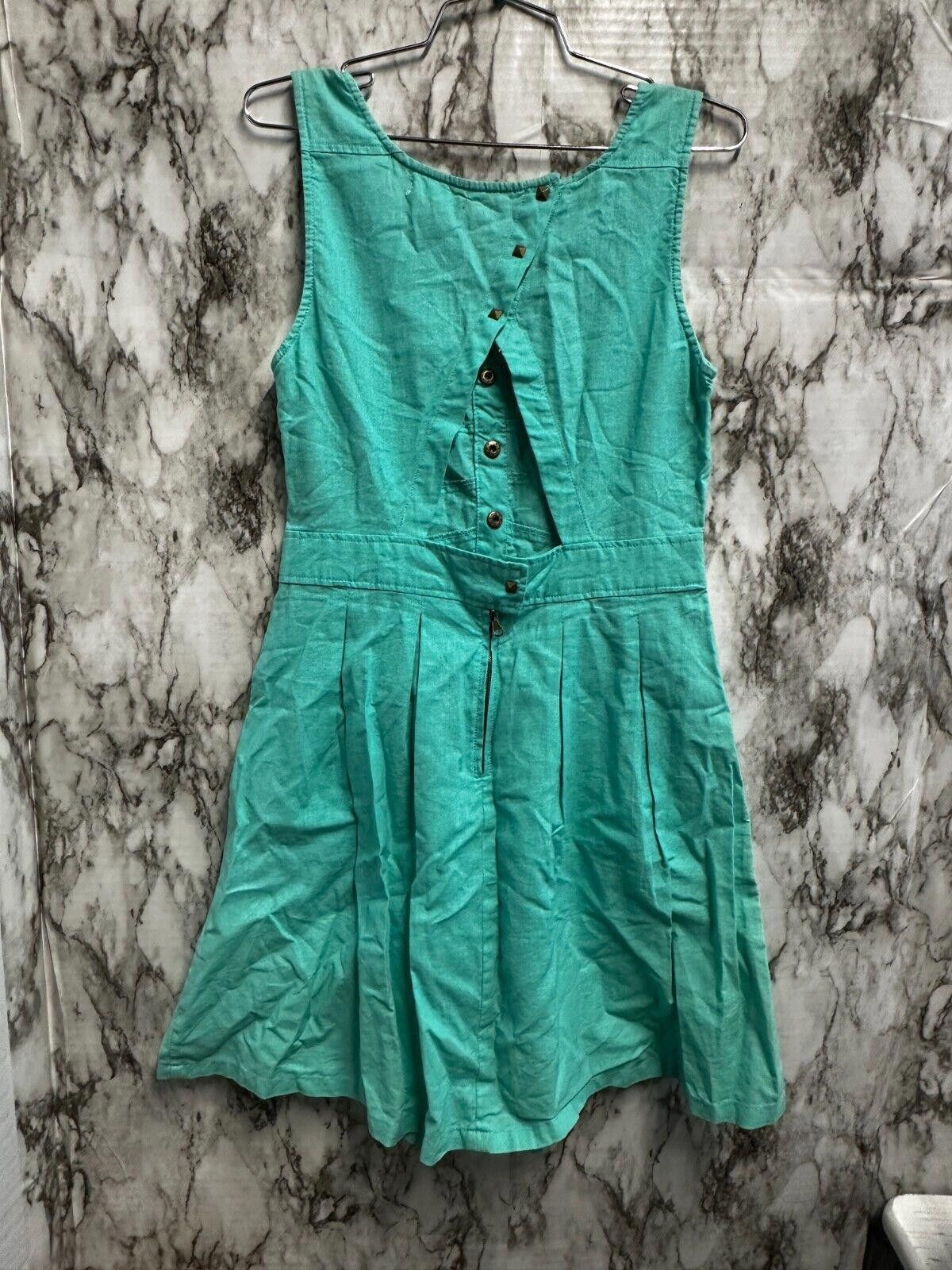Tultex Tulle Aqua linen Blend sleeveless Midi pockets Dress Size S Size S / US 4 / IT 40 - 6 Thumbnail