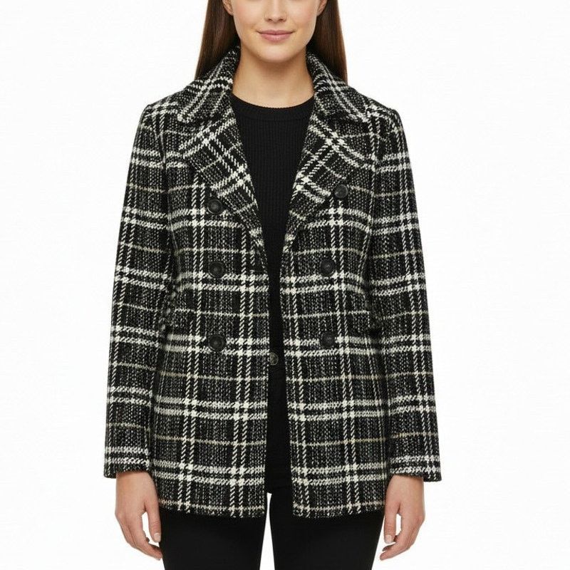 Other Giacca Womens Peacoat Tweed Prince of Wales Plaid Jacket XL Size XL / US 12-14 / IT 48-50 - 1 Thumbnail