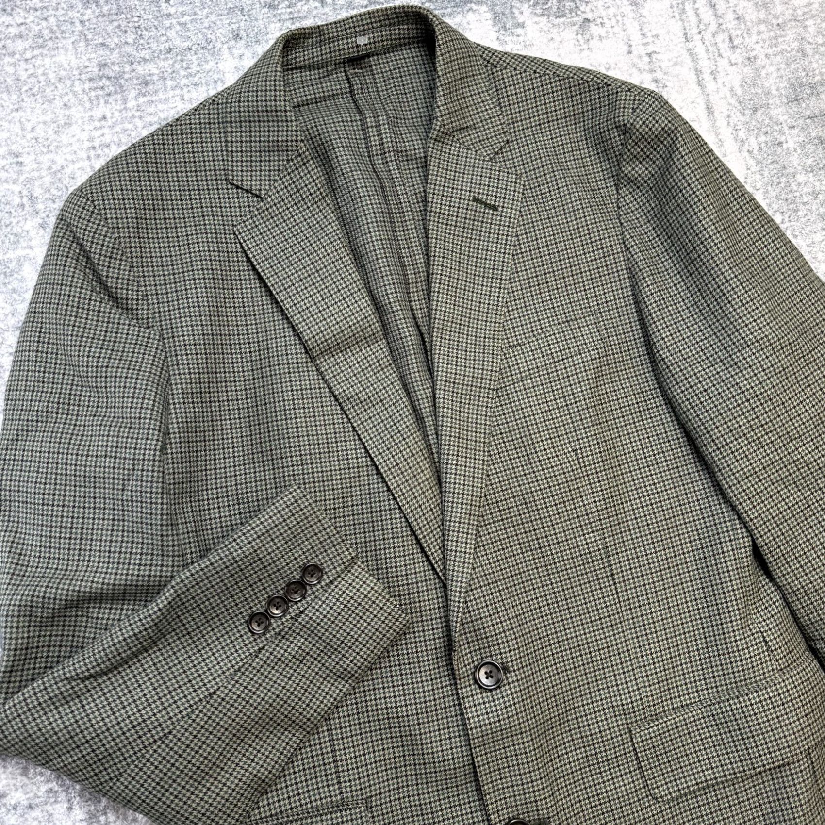 J.Crew J.CREW Blazer Jacket Mens 38R Ludlow Moon Wool Cotton Houndstooth Unstructured Size 38R - 2 Thumbnail