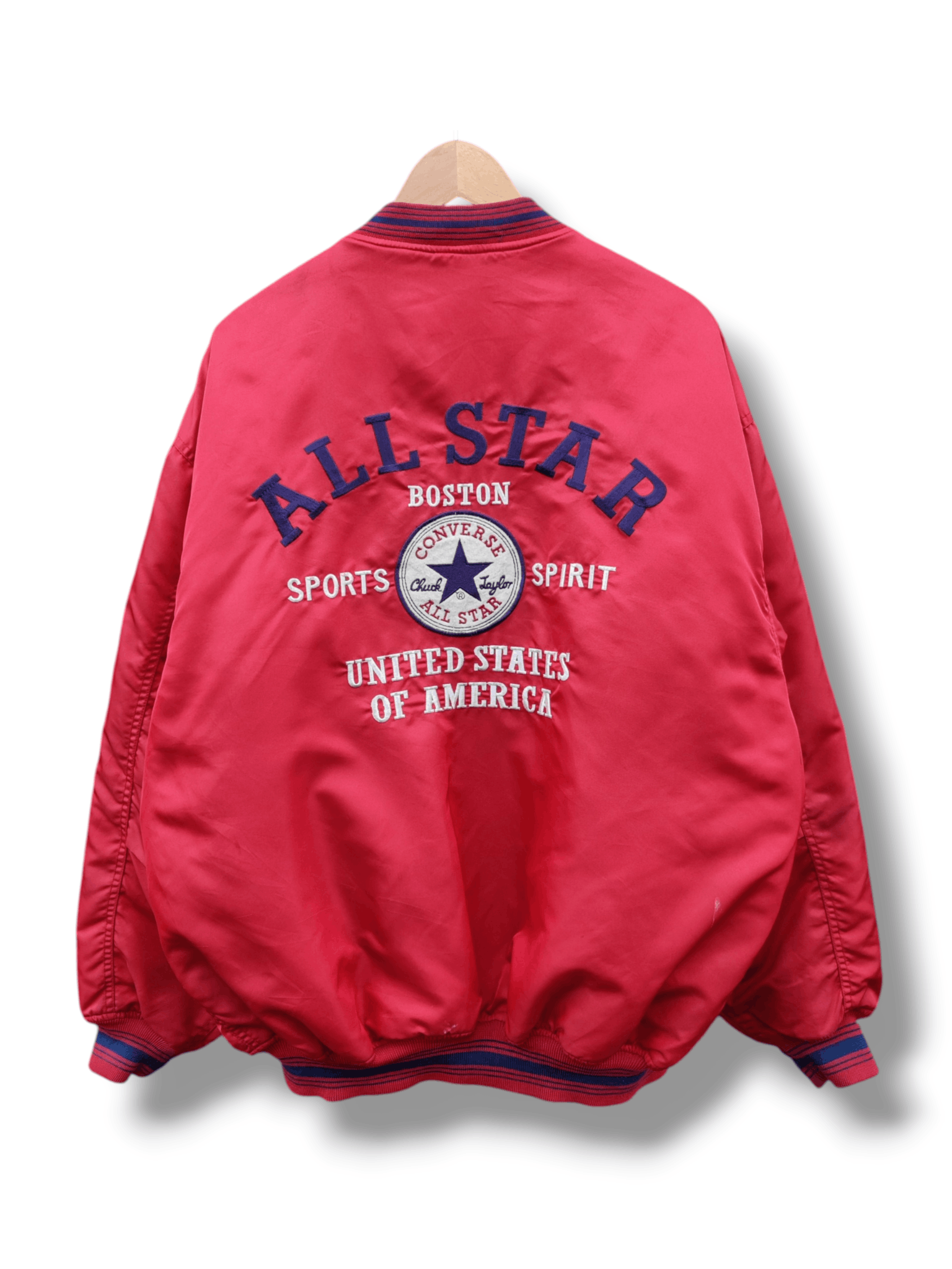 Converse Vintage Distressed Converse Boston Embroided Bomber Jacket Size US XXL / EU 58 / 5 - 1 Thumbnail