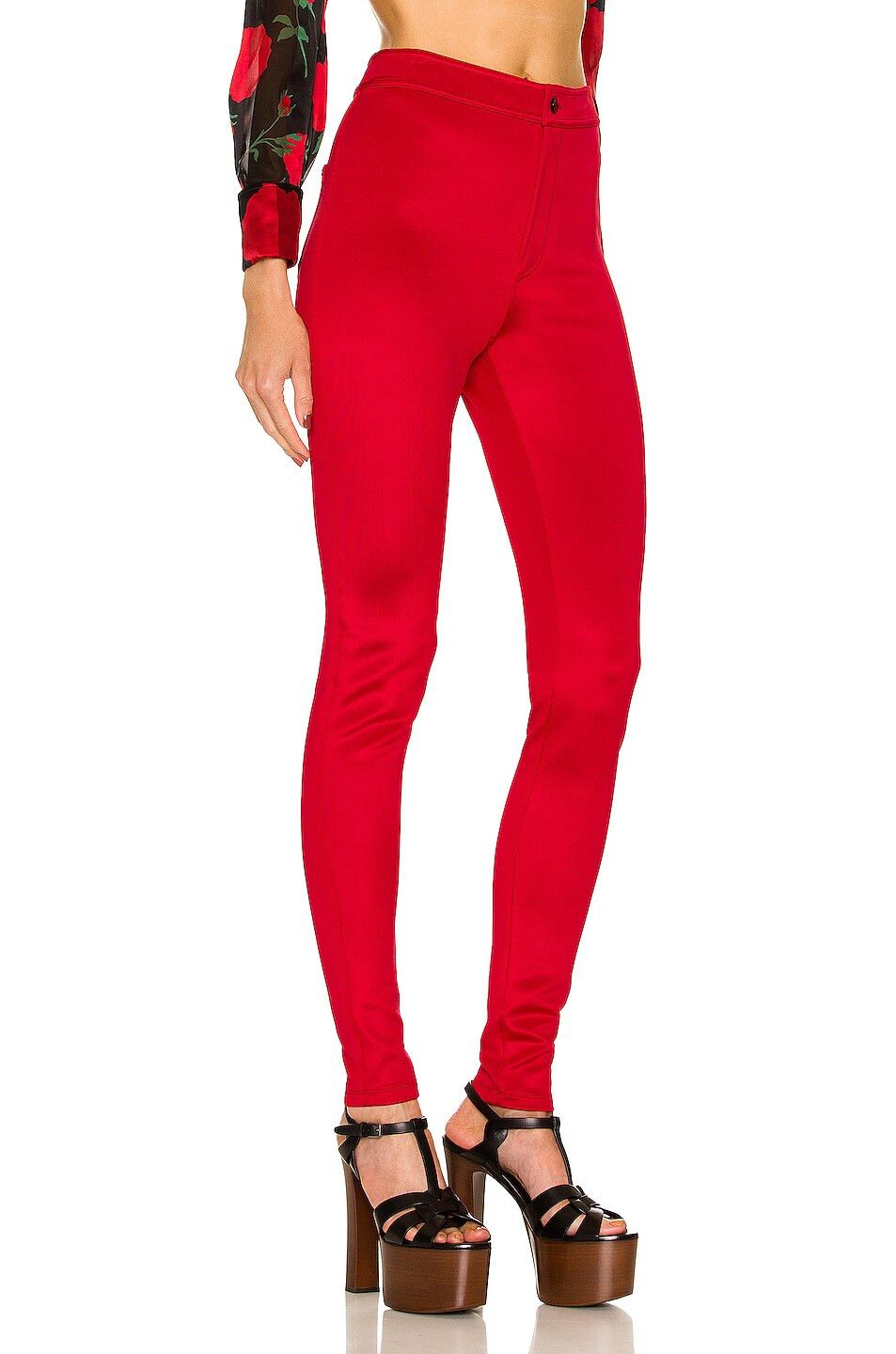 Saint Laurent Paris o1s1wg110924 Slim-Fit Pants in Silky Jersey in Red Size 25" / US 0 / IT 36 - 3 Thumbnail