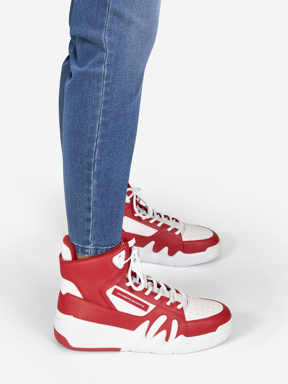 Giuseppe Zanotti Red & White Leather Talon Trainers Size US 9.5 / IT 39.5 - 1 Thumbnail