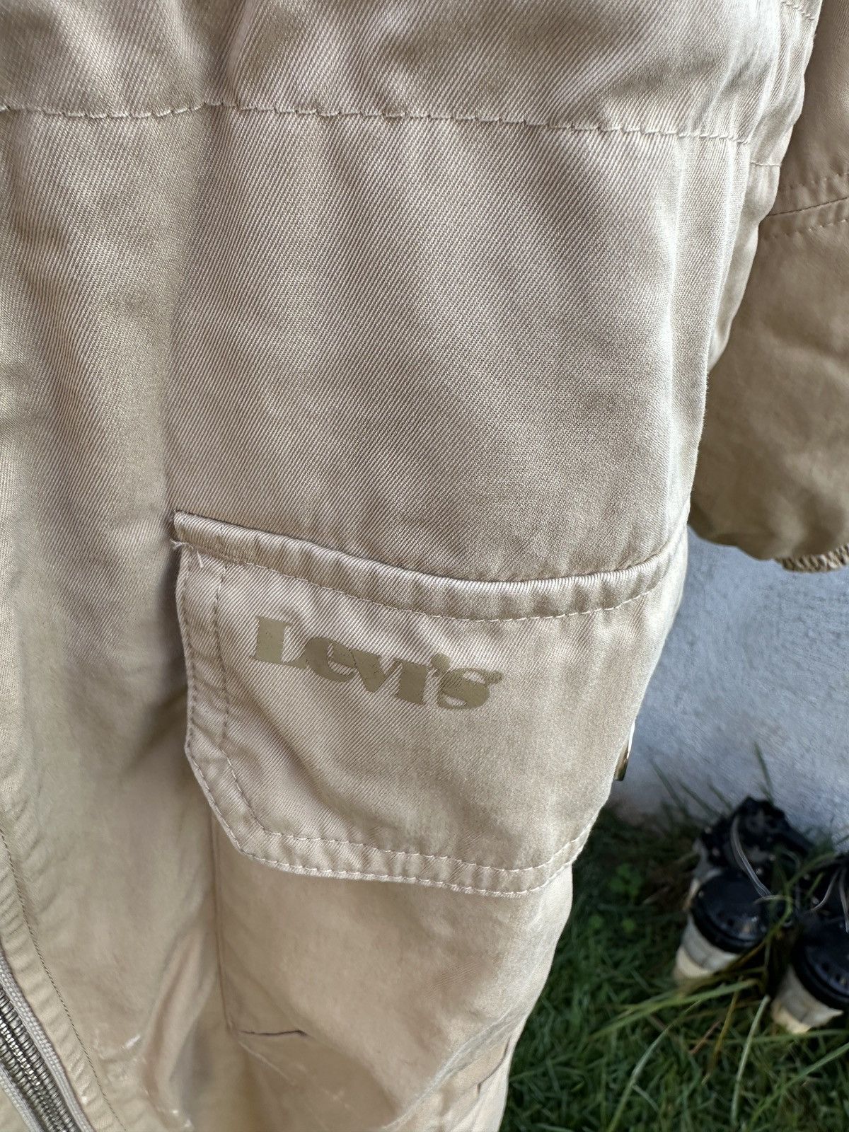 Levi's Levi's Women's S Full Zip Double Slider Beige Parka Jacket Size S / US 4 / IT 40 - 4 Thumbnail