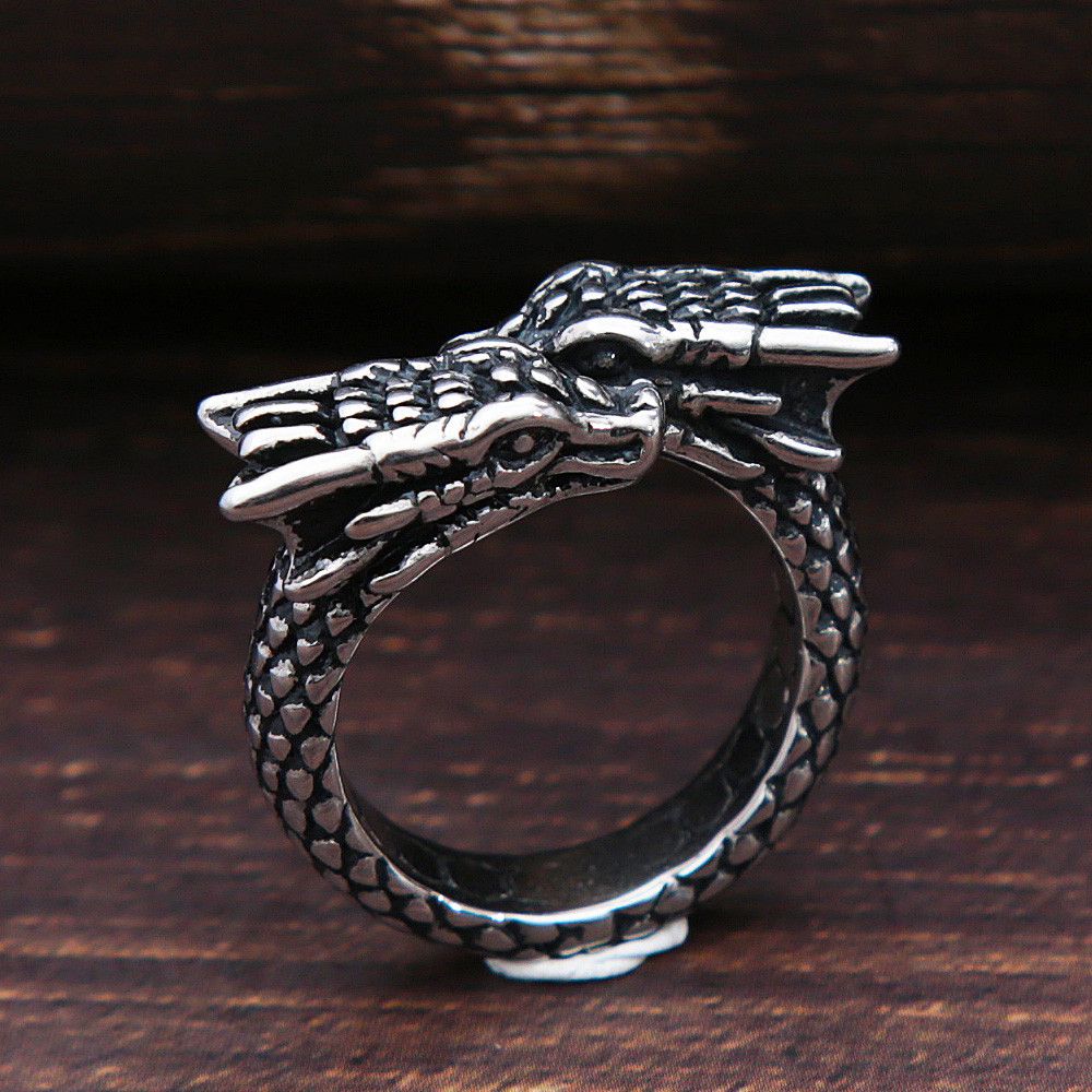 Jewelry Creative Double Headed Dragon Rings Size ONE SIZE - 4 Thumbnail