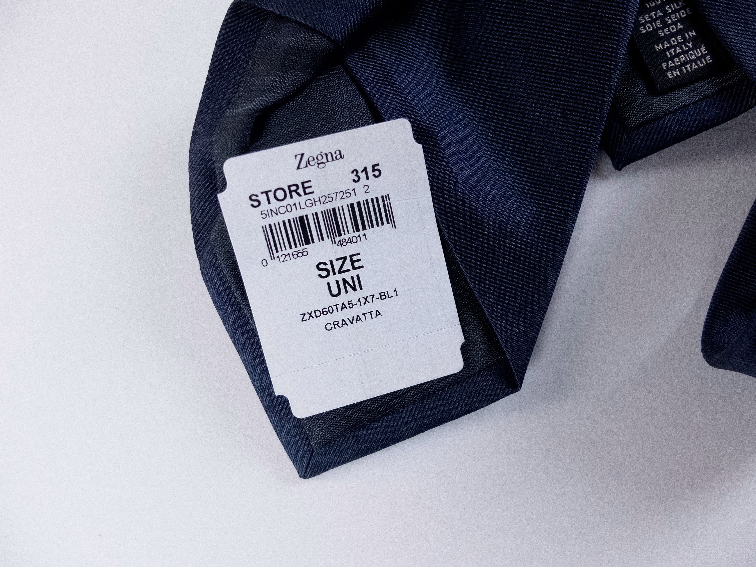 Ermenegildo Zegna ZEGNA narrow width solid navy blue silk tie authentic Size ONE SIZE - 4 Thumbnail