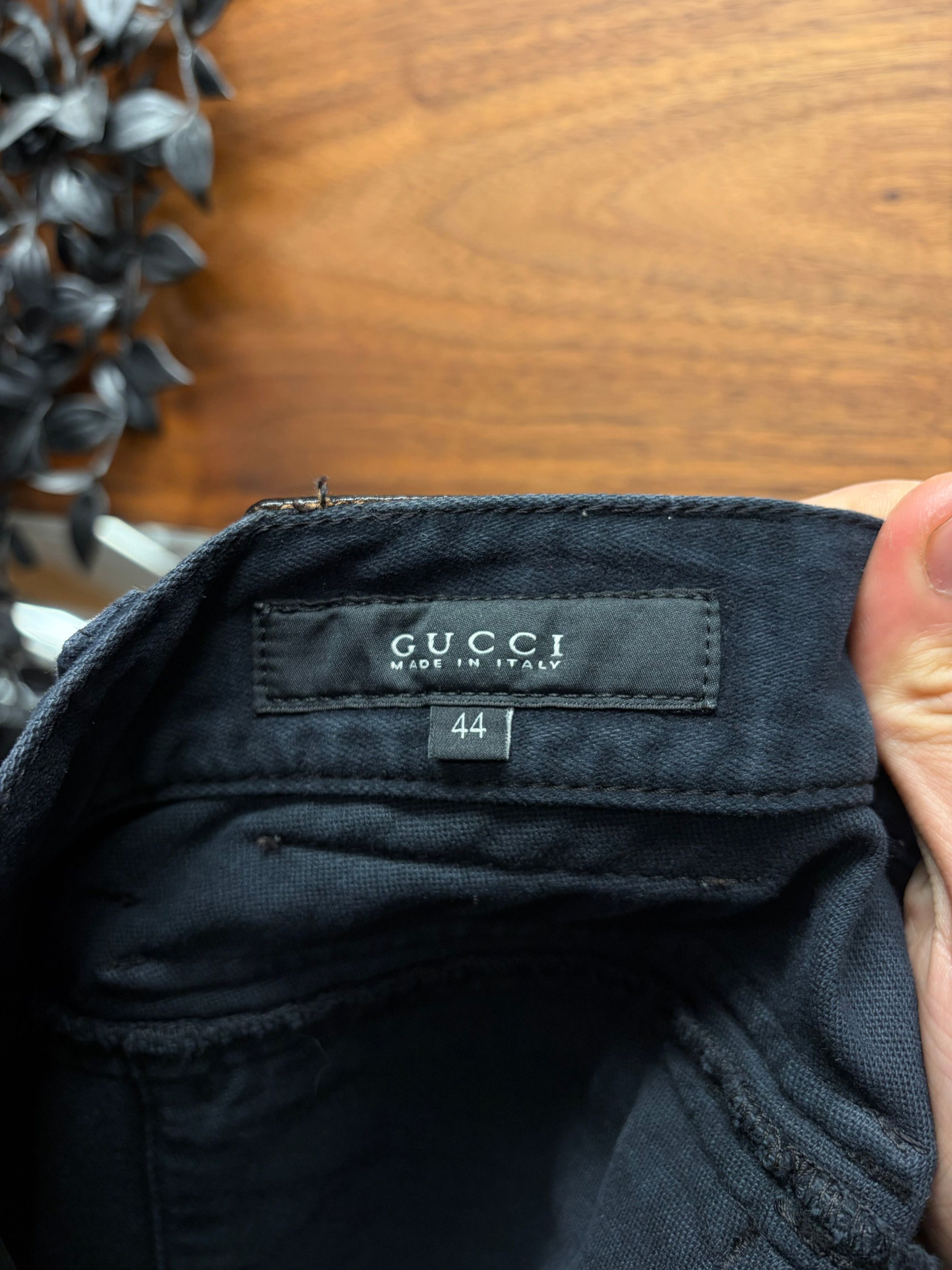 Gucci Vintage Gucci Brown Side Stripe Raw Blue Skinny Jeans Size US 30 / EU 46 - 3 Thumbnail