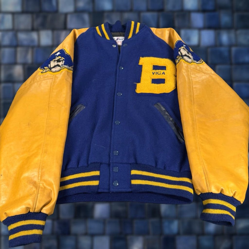 Vintage VINTAGE Neff Varsity Jacket Mens Large Blue Yellow Pirates Wool Leather Bomber Size US L / EU 52-54 / 3 - 1 Thumbnail