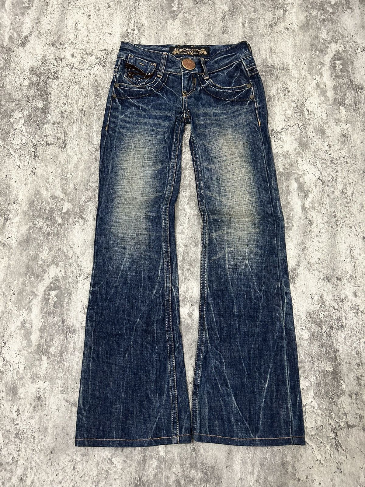If Six Was Nine × Le Grande Bleu (L.G.B.) × Tornado Mart Red Pepper Gold Label Acid Wash Flare Jeans Size US 28 / EU 44 - 2 Thumbnail