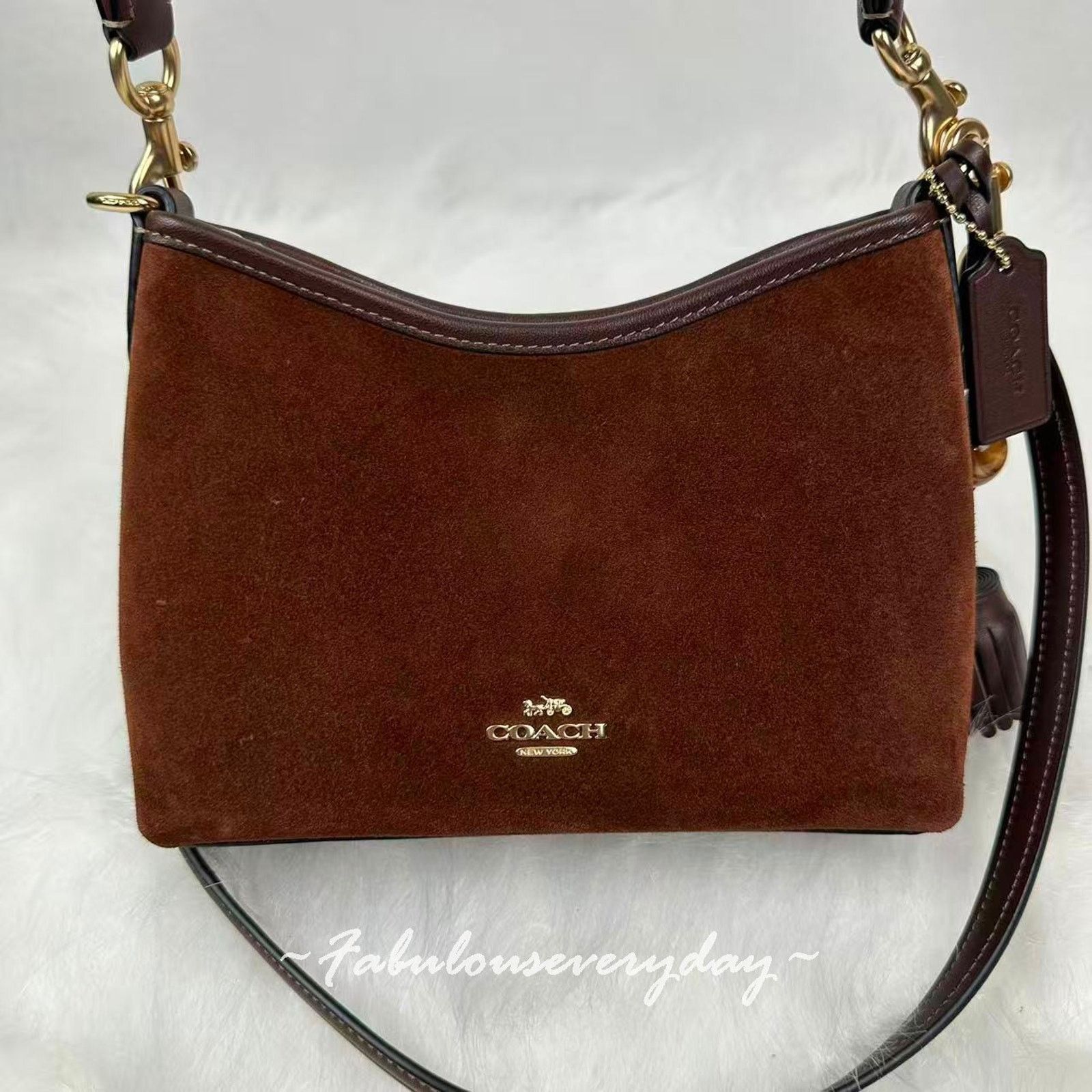 Coach Coach Laurel Small Shoulder Tassels Suede/Brown/Maple CCF14 Size ONE SIZE - 1 Thumbnail