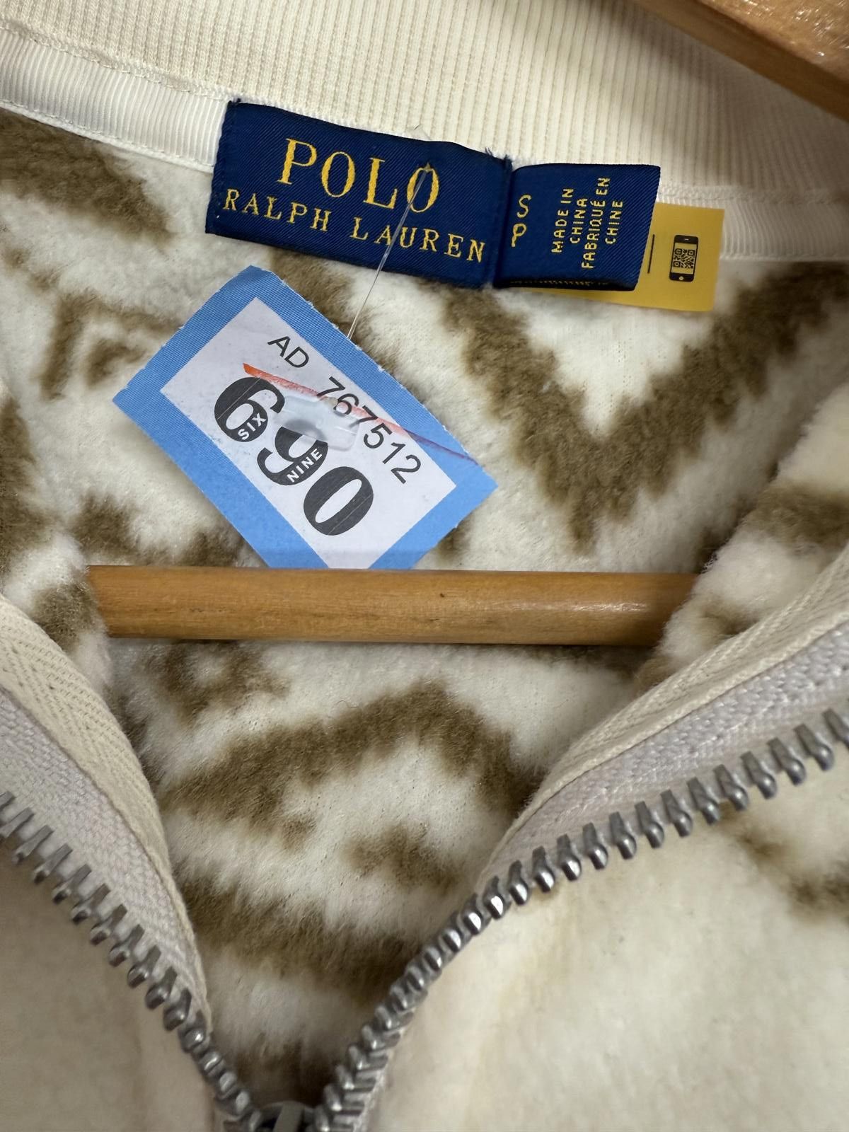 Polo Ralph Lauren Polo Ralph Lauren Cream and Brown Patterned Fleece Pullover, Size US S / EU 44-46 / 1 - 2 Thumbnail