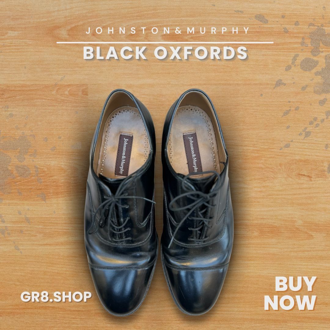 Johnston & Murphy Johnston & Murphy Mens Black Leather Oxfords Size 8.5 Size US 8.5 / EU 41-42 - 1 Thumbnail