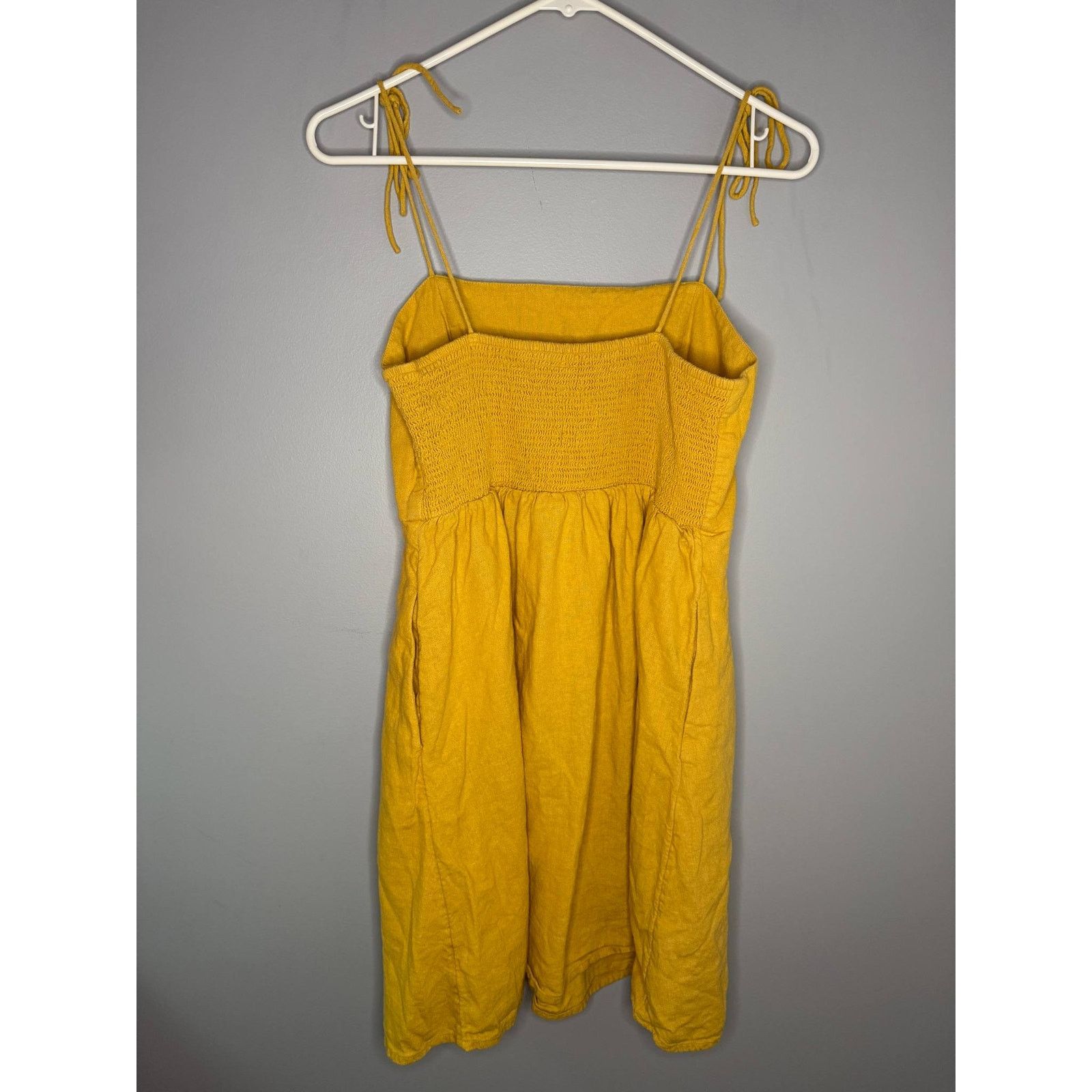 Old Navy Old Navy Tie-Strap Smocked Fit & Flare Mini Dress Yellow M Size M / US 6-8 / IT 42-44 - 6 Thumbnail