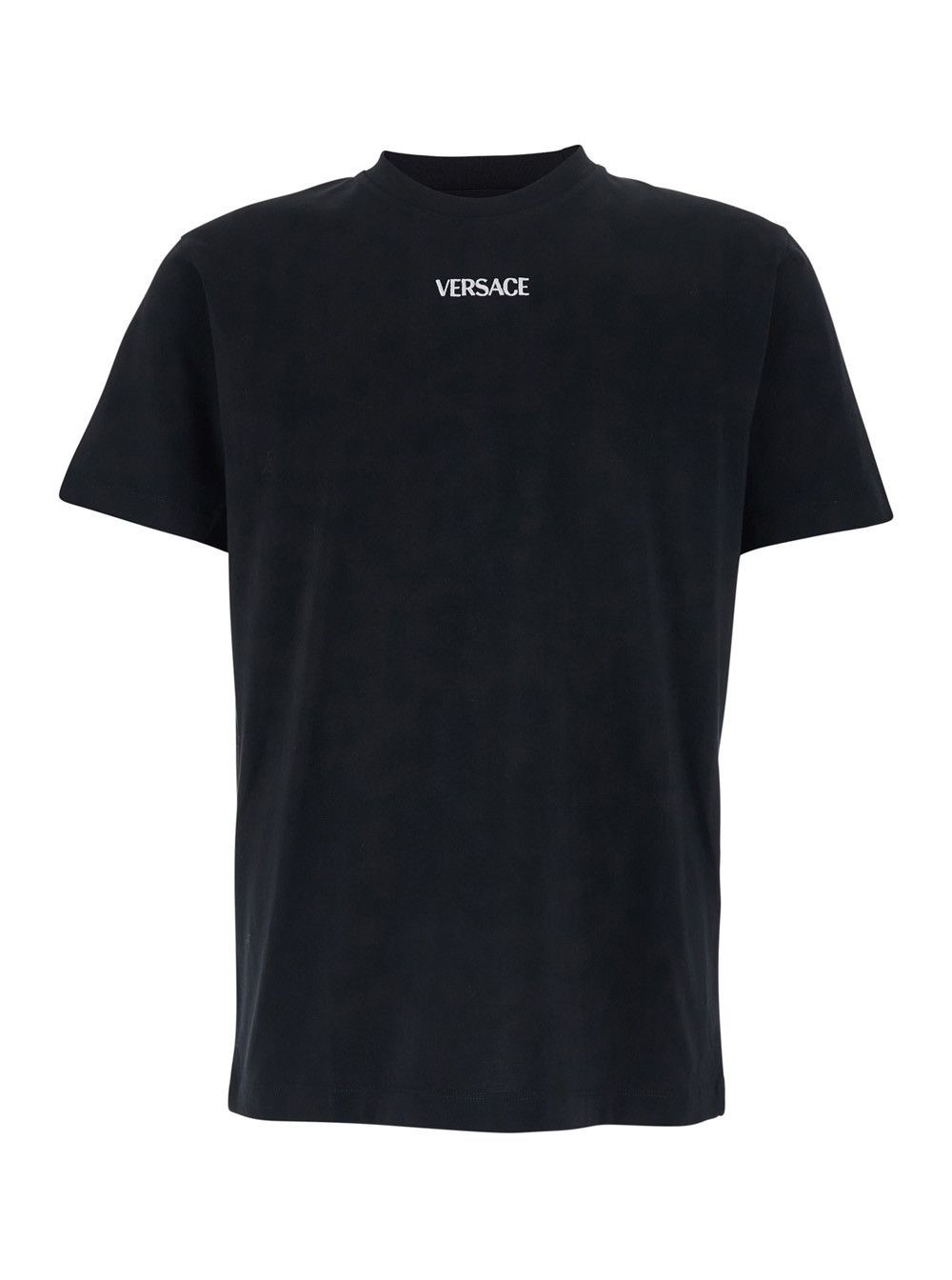 Versace Black T-Shirt with Logo Lettering on the Front in Cotton for Men Size US M / EU 48-50 / 2 - 1 Thumbnail