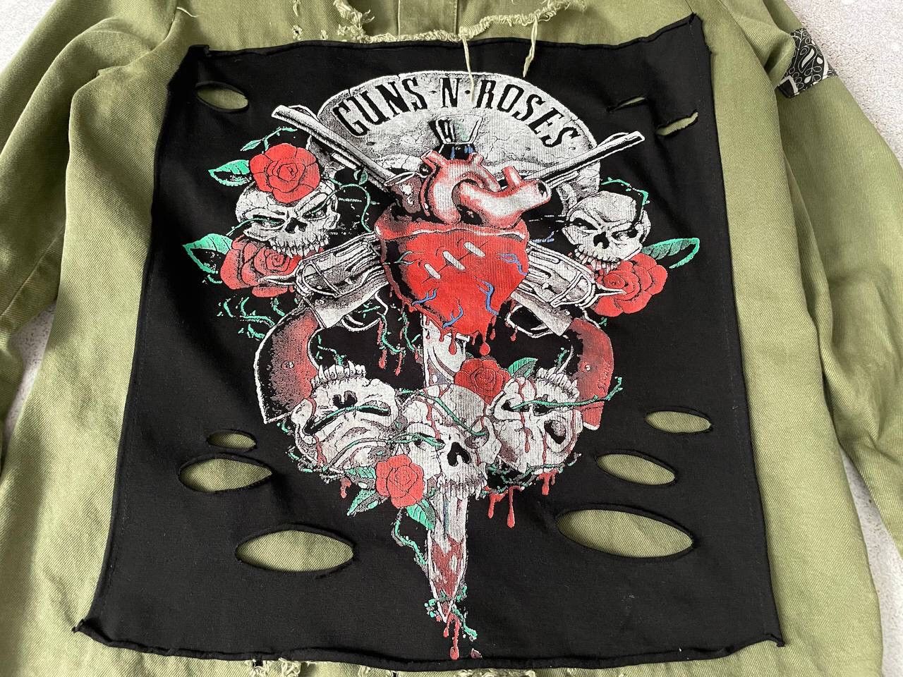 Vintage Guns N Roses Denim Jacket Skull Skeleton Logo Y2K