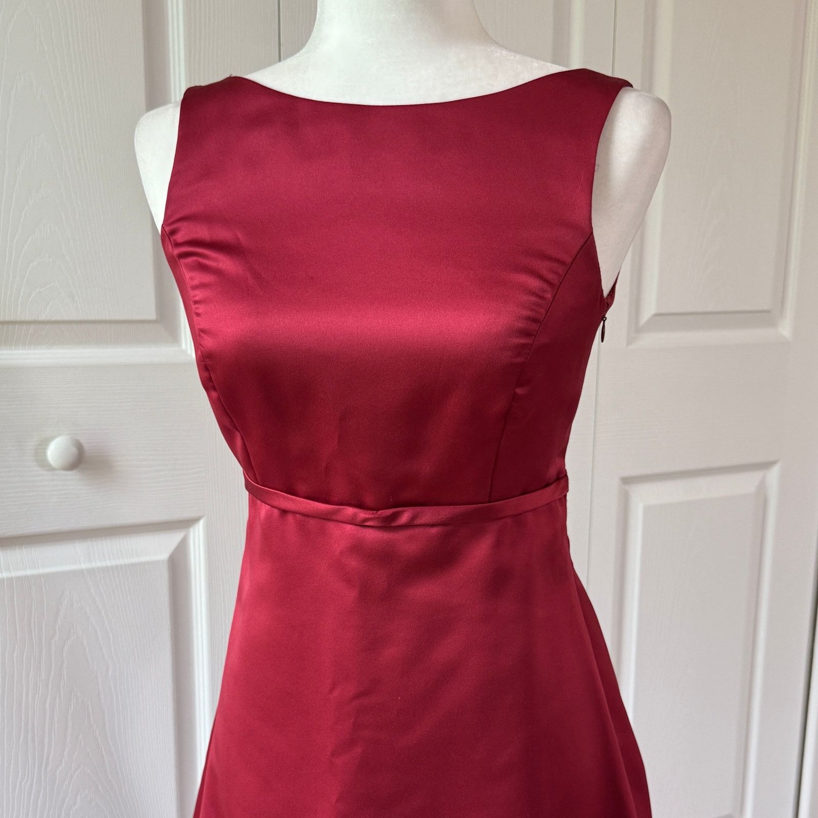 After Six VTG 90s After Six Satin Formal Gown V-back Fits Size 4 Size S / US 4 / IT 40 - 2 Thumbnail