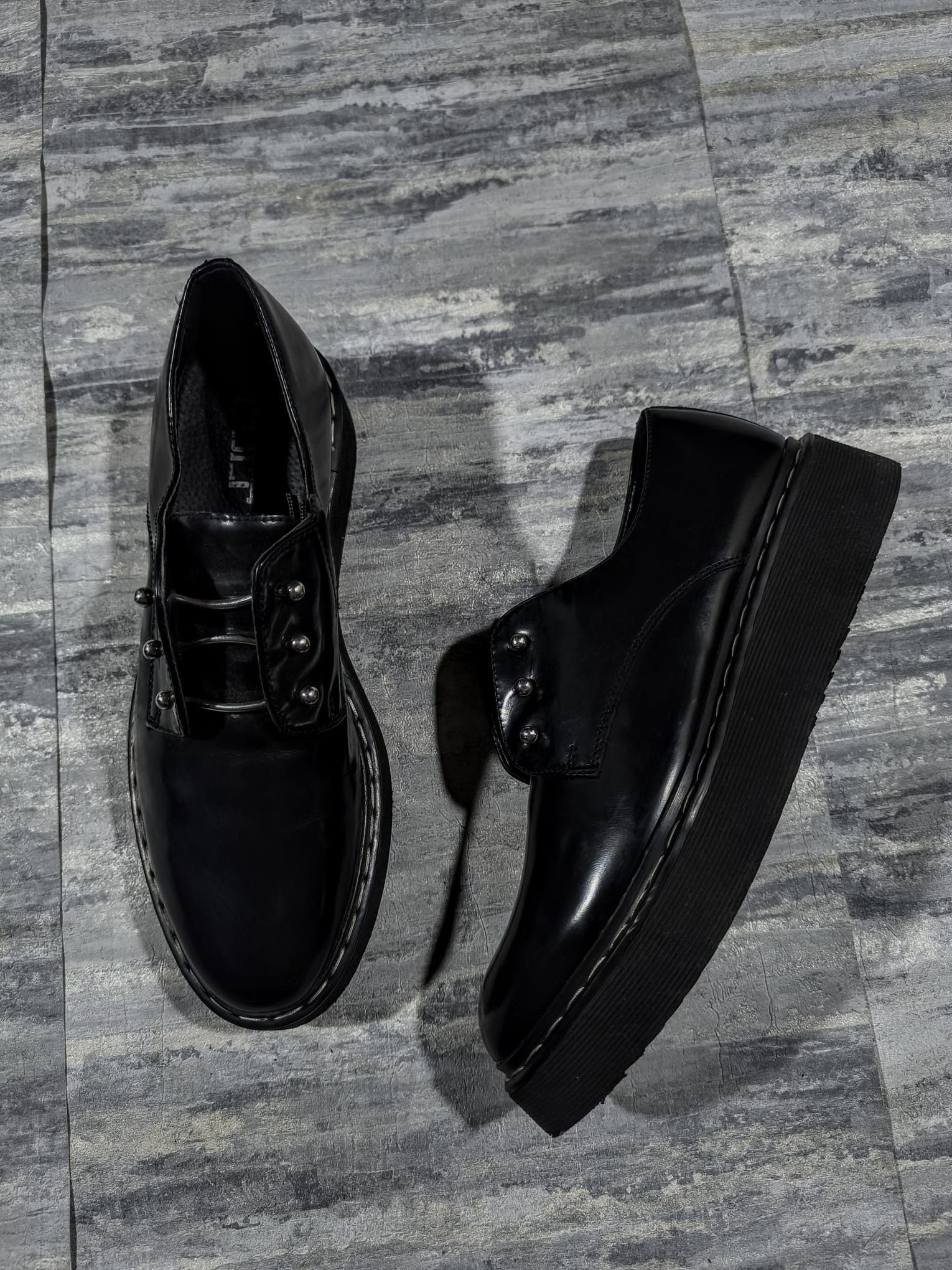 Genuine Leather cult black leather punk boots England emo grunge Size US 9 / IT 39 - 4 Thumbnail