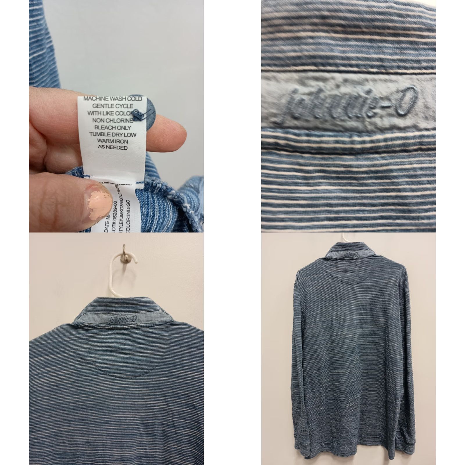 johnnie-O Johnnie-O Sweater Mens L Blue Pinstriped Zip Pullover Preppy Casual Size US L / EU 52-54 / 3 - 8 Thumbnail
