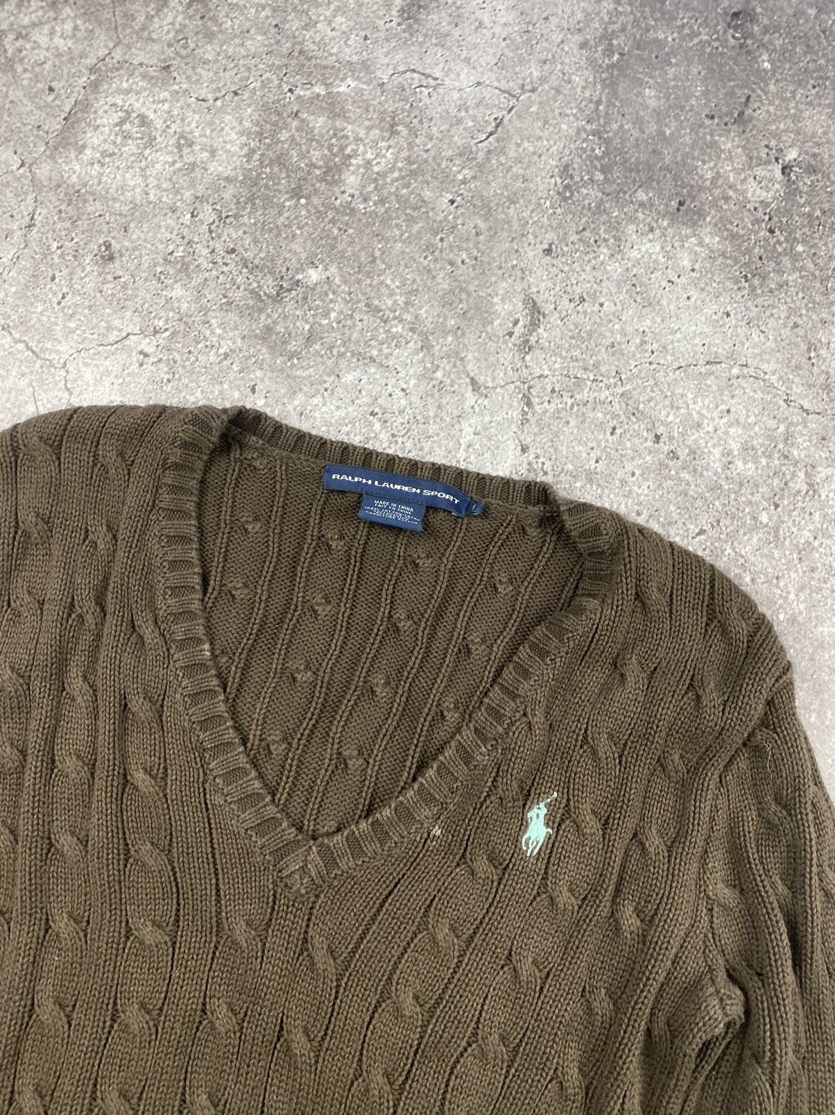 Polo Ralph Lauren × Vintage Polo Ralph Lauren Cable Knit V-neck Sweater Brown🤎size S Size S / US 4 / IT 40 - 3 Thumbnail