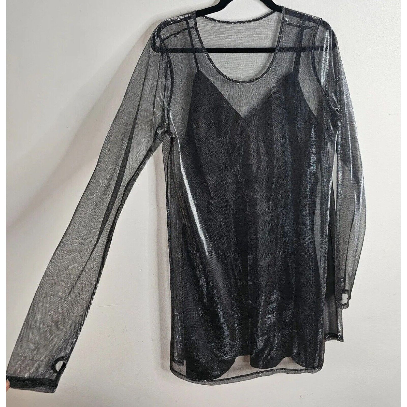 The Kooples The Kooples Smokey Silver Metallic Sheer Over Black Slip L Size L / US 10 / IT 46 - 1 Thumbnail