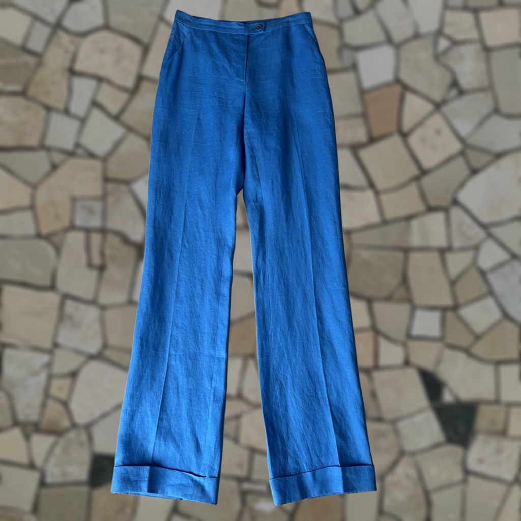 Moschino VINTAGE Moschino Cheap and Chic Wide Leg Linen Trousers In Blue Women’s 4 USA Dress Pants Wide-Leg Bl.. Size 27" / US 4 / IT 40 - 1 Thumbnail