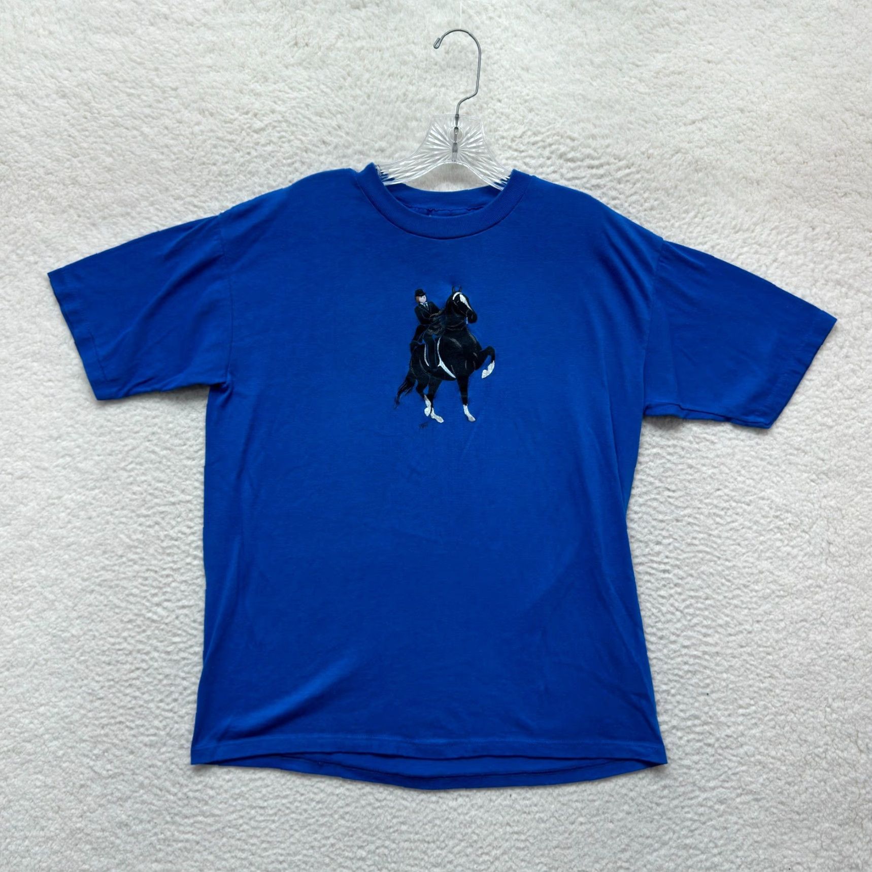 Etro 80s Vintage T-Shirt Large Mens Graphic Horse Equestrian Thunderbird Sportswear Cotton Blend Short Sleeve Size US L / EU 52-54 / 3 - 2 Thumbnail
