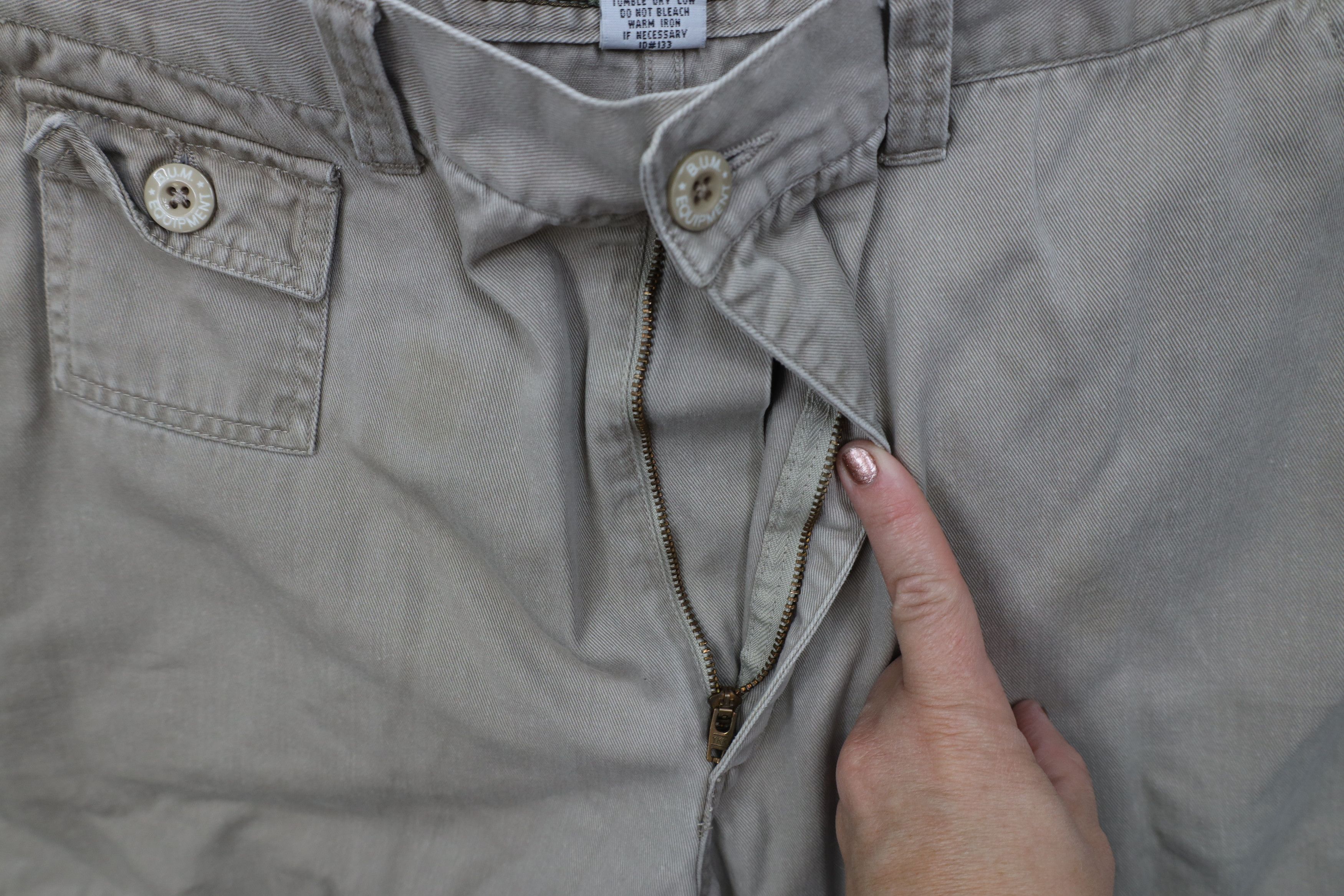 Vintage Vintage 90s Bum Equipment Baggy Wide Leg Cargo Pants Beige Size US 34 / EU 50 - 6 Thumbnail