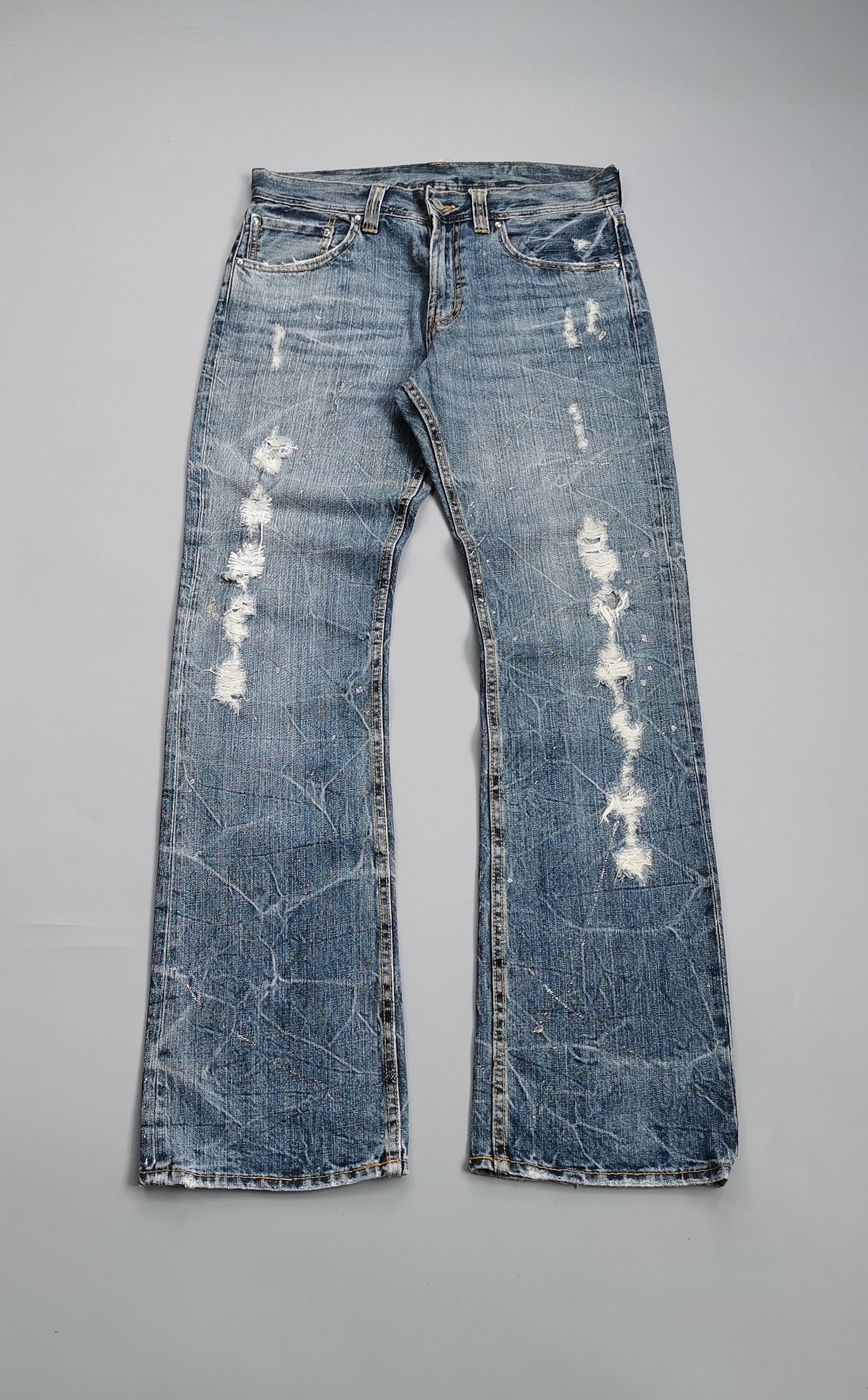 Kapital Distressed Light Wash Flared Denim Jeans Size US 32 / EU 48 - 8 Thumbnail