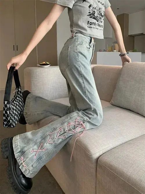Japanese Brand Jeans Women Vintage Bandage Slit Size 32" / US 10 / IT 46 - 1 Thumbnail