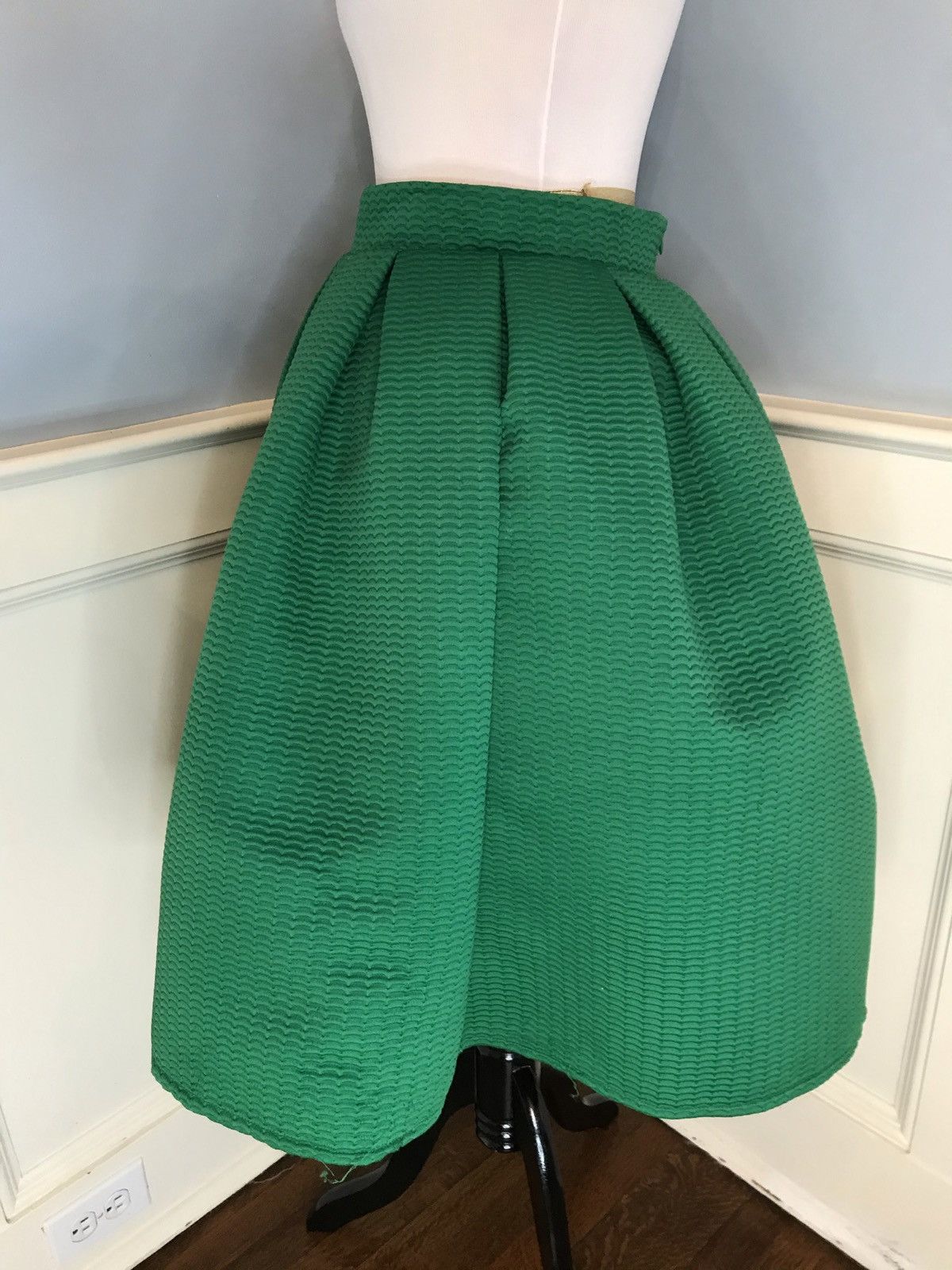 Other Retro Repro Vintage Look Green Full Box Pleat Midi Skirt Sz M Size 29" - 3 Thumbnail