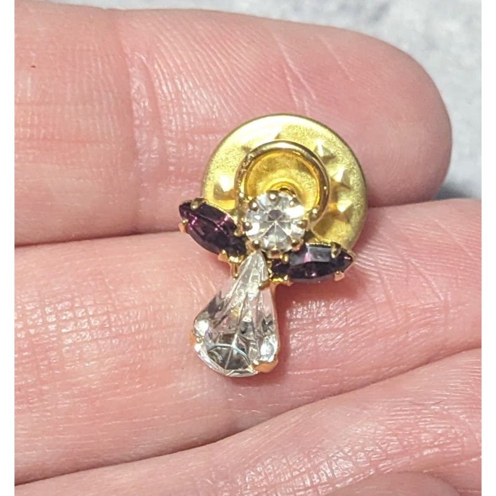 Other Vintage Minimalist Clear And Purple Gemmed Guardian Angel Pi Size ONE SIZE - 4 Thumbnail