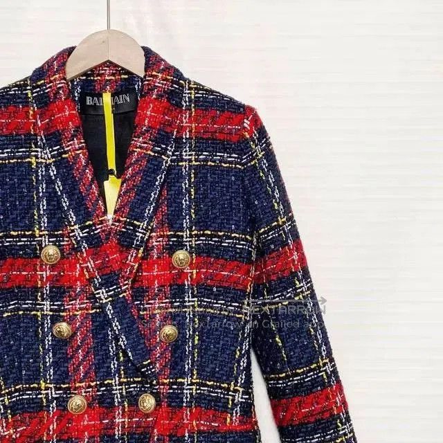 Balmain Balmain Red Blue Plaid Gold Button Cardigan Blazer. Size S / US 4 / IT 40 - 3 Thumbnail