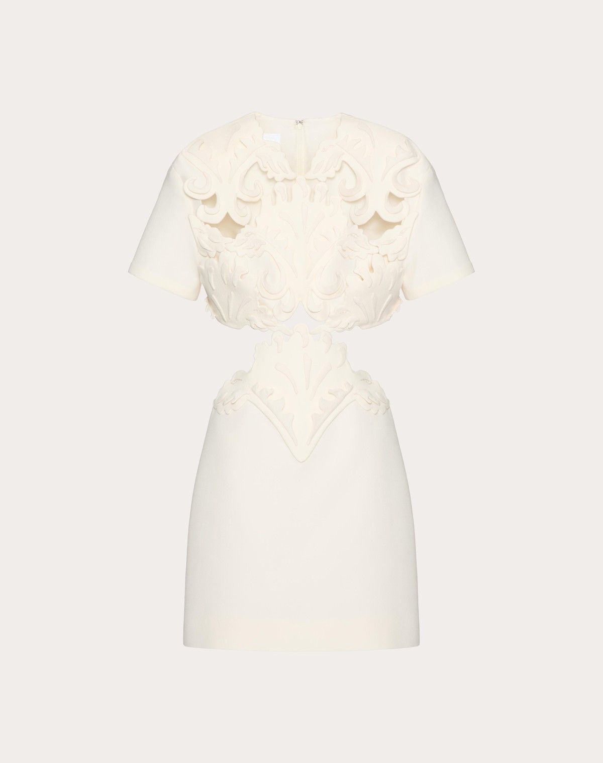 Valentino o1s1wg110525 Embroidered Crepe Coutoure Short Dress in White Size XS / US 0-2 / IT 36-38 - 1 Thumbnail