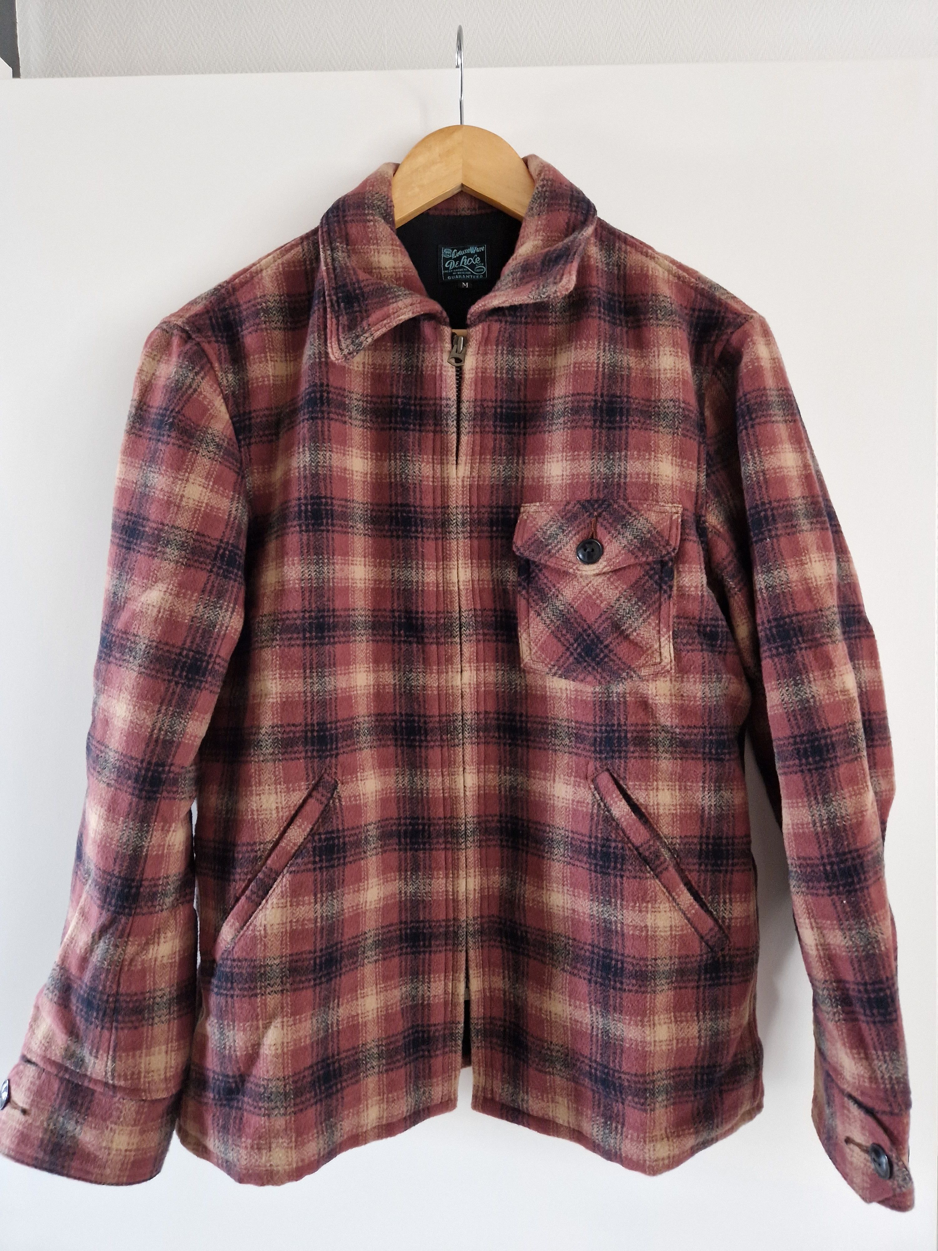 image of Deluxe Japan Deluxeware 50's Style Wool Halfbelt Jacket in Red, Men's (Size Small)