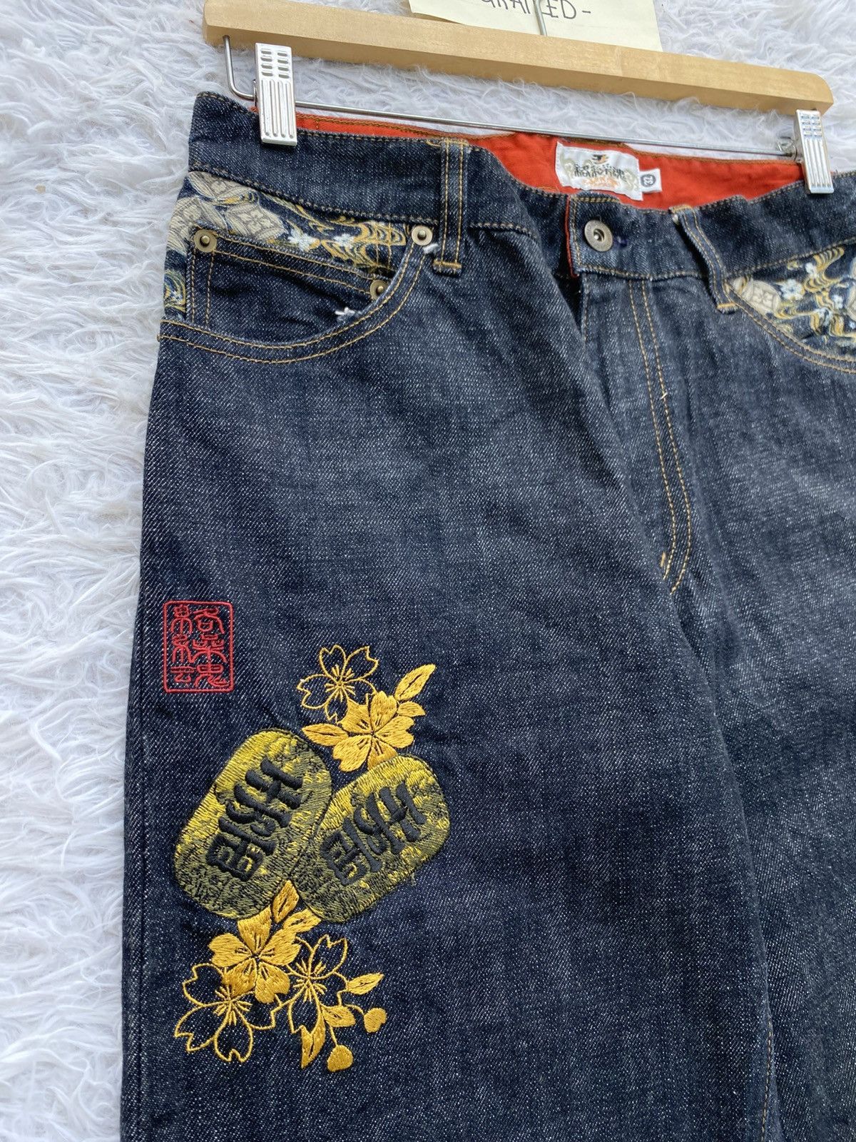 Japanese Brand Karakuri Tamashii Men's Jeans Pants Embroidered Japanese Size US 31 - 17 Thumbnail
