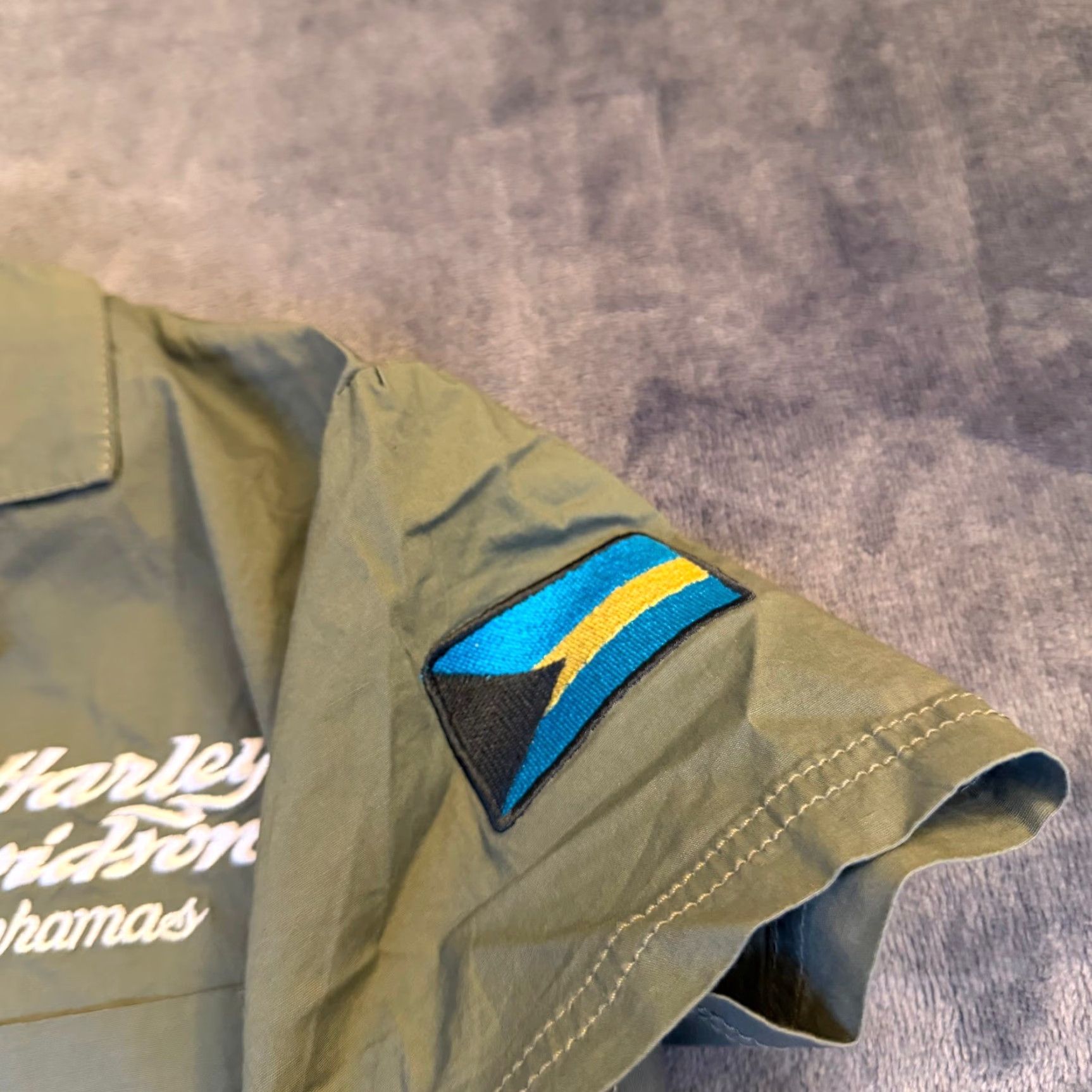 Harley Davidson Harley-Davidson Shirt Womens XL Green Button-Up Short Sleeve Embroidered Pocket Casual Workwear Bahamas 90s Theme Motorcycle? Size XL / US 12-14 / IT 48-50 - 6 Thumbnail