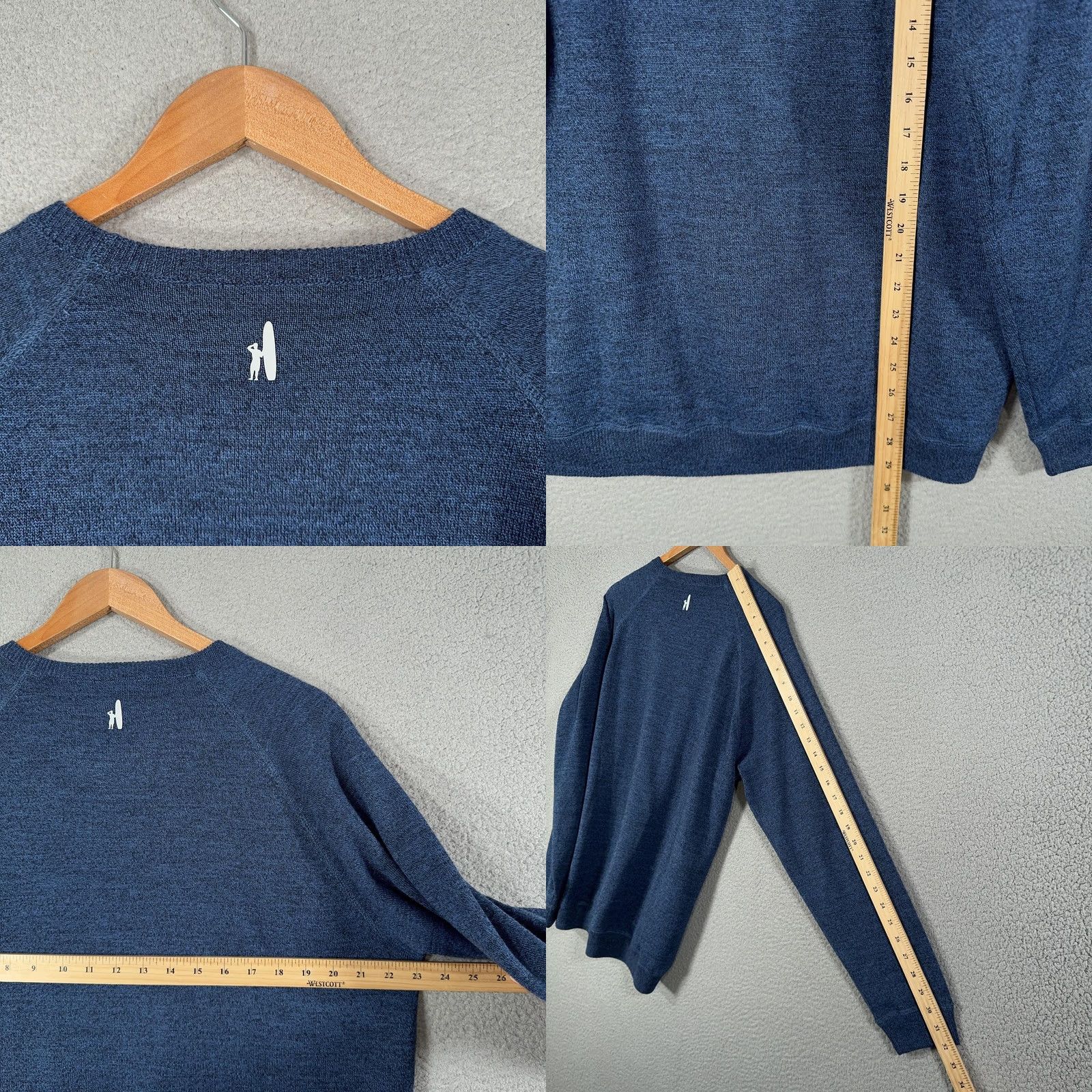 johnnie-O johnnie-O Chilton Merino Wool Pullover Crewneck Blue Lined Pockets Mens Large Size US L / EU 52-54 / 3 - 8 Thumbnail