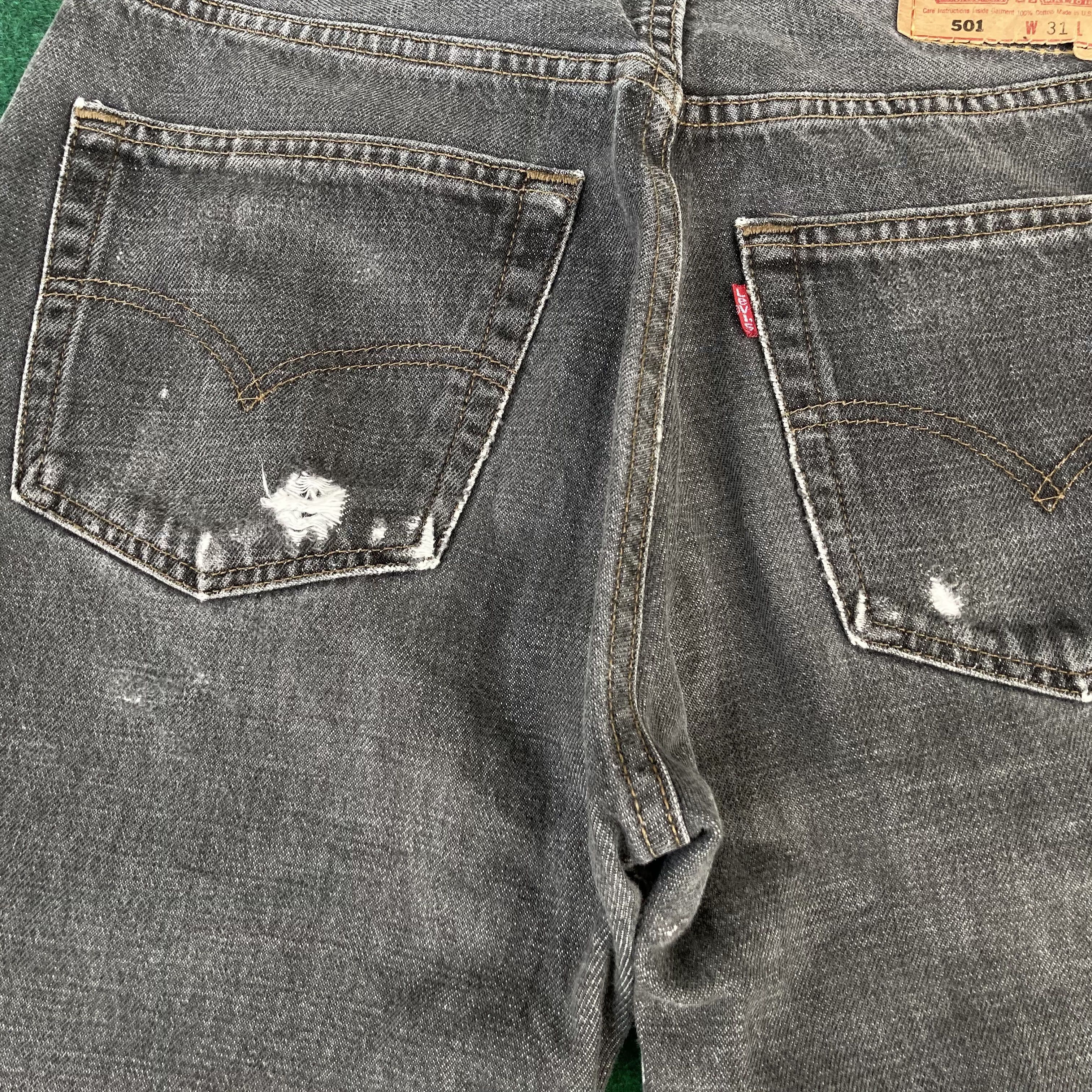Levi's × Vintage Vtg Levis 501 Black Distressed Ripped Jeans Denim Punk Jeans Size US 30 / EU 46 - 10 Thumbnail