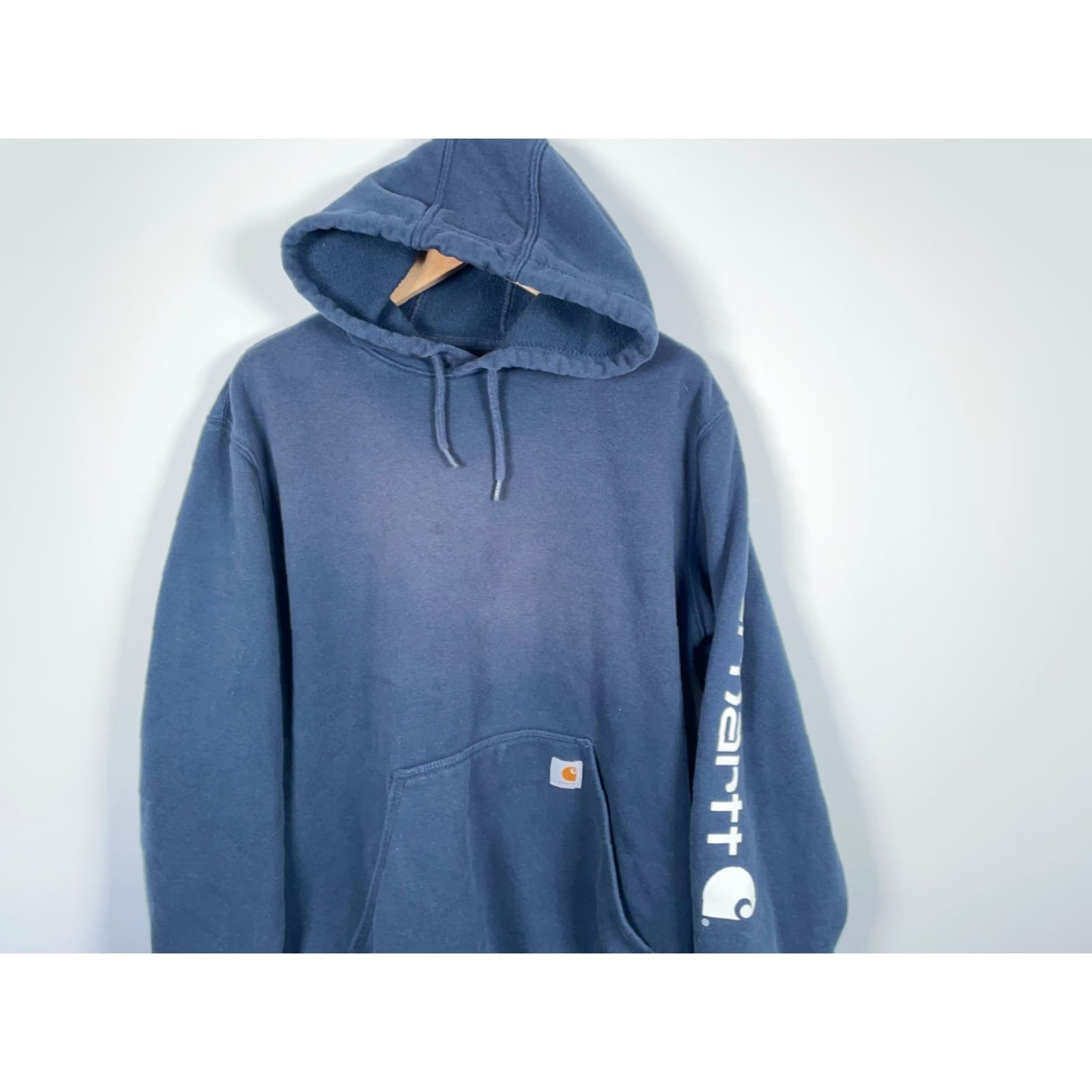 Carhartt Carhartt Hoodie Mens XL Dark Blue Color Faded Heavyweight Cotton Polyester Fleece Pullover Loose Size US XL / EU 56 / 4 - 4 Thumbnail