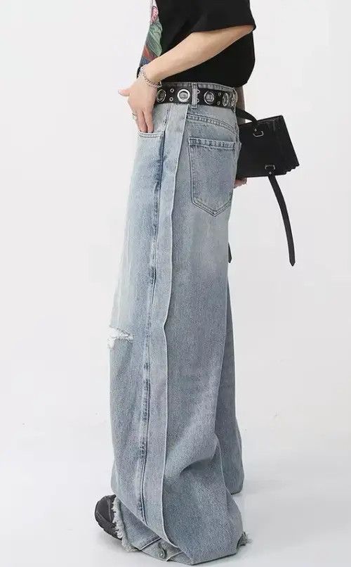 Japanese Brand Madoka x Misao Casual loose-fitting ripped denim trousers Size US 33 - 4 Thumbnail