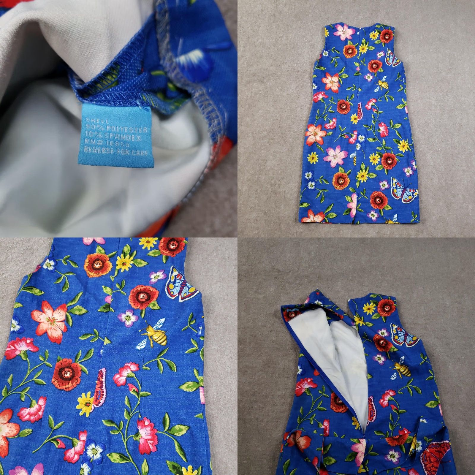 J.McLaughlin J.McLaughlin Dress Womens 8 Blue Floral Butterfly Sleeveless Sheath Casual Size M / US 6-8 / IT 42-44 - 8 Thumbnail