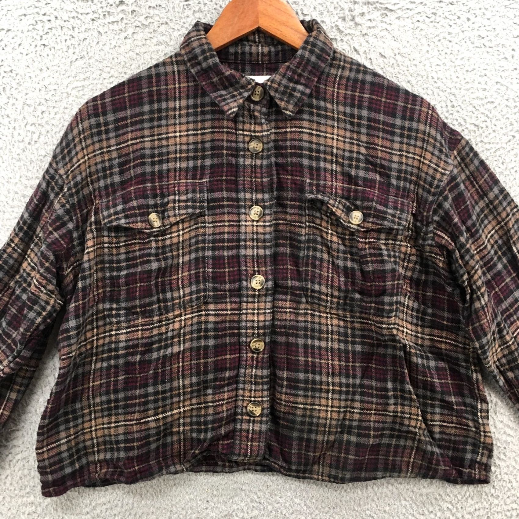 American Eagle Outfitters American Eagle Outfitters Shirt Womens Medium Button-Up Collared Multicolor Long Sleeve Casual Plaid Size M / US 6-8 / IT 42-44 - 2 Thumbnail