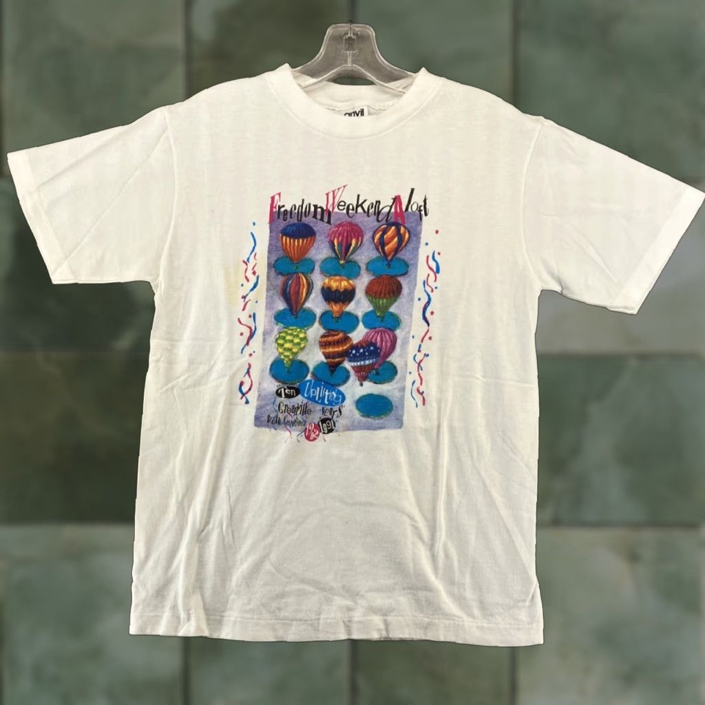 Anvil VINTAGE Freedom Weekend Aloft TShirt Adult S White USA Event Balloons Men's Shirt Small White USA 90s Theme Size US S / EU 44-46 / 1 - 1 Thumbnail