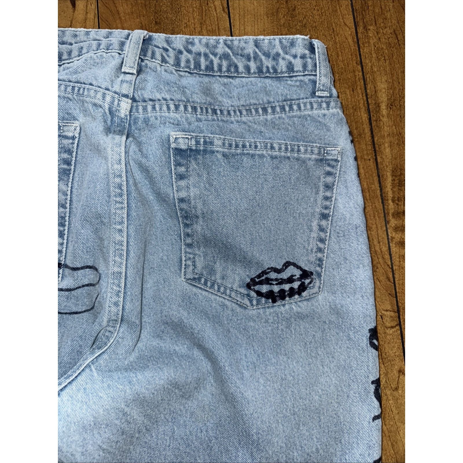 Topshop × Vintage Topshop Moto Printed Denim Jeans Blue 28x30 Size 28" / US 6 / IT 42 - 8 Thumbnail