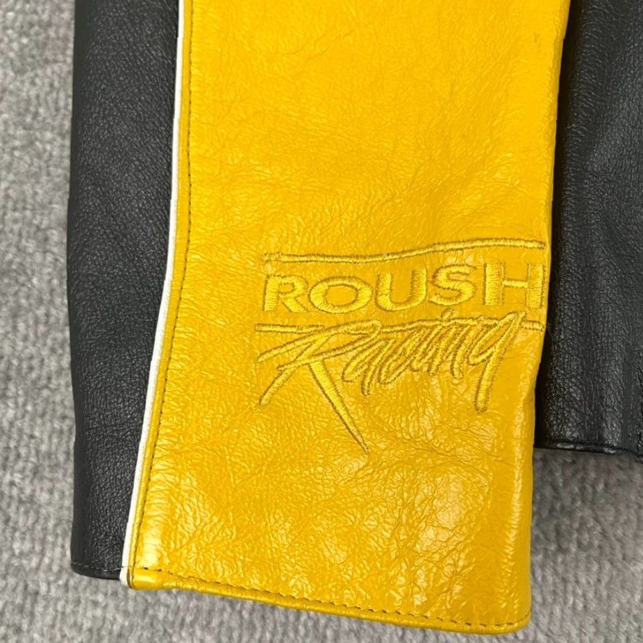 NASCAR VINTAGE Velocity Jacket Womens XL Black Yellow Leather Matt Kenseth Retro Full Zip - Motorcycle, Classic, Biker, Vintage, 90s style Size XL / US 12-14 / IT 48-50 - 7 Thumbnail