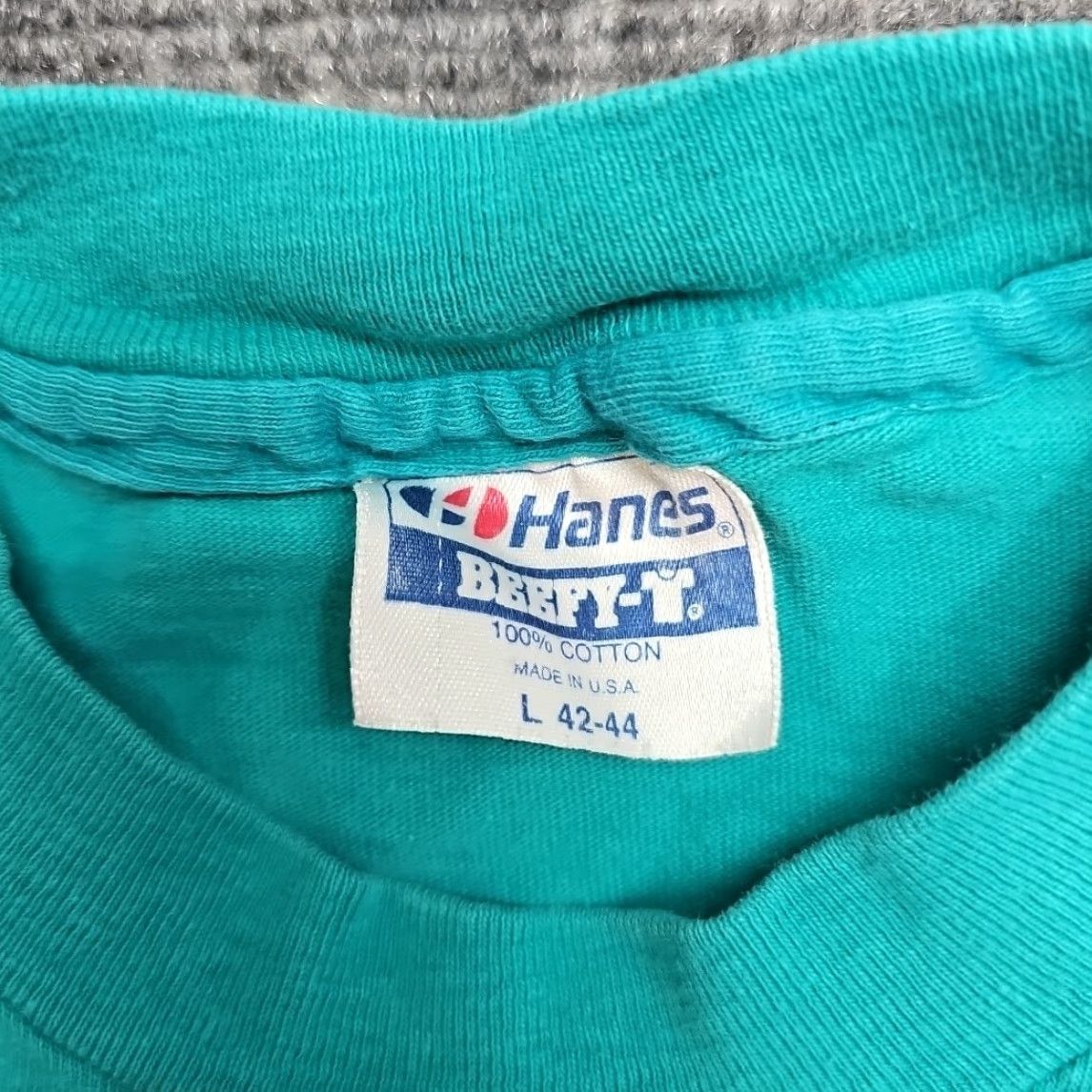 Hanes VINTAGE Hanes Single Stitch Shirt L Men Crew Neck 1991 Mackinac Island Michigan Sailing Sail Boat Pastel Blue Size US L / EU 52-54 / 3 - 5 Thumbnail