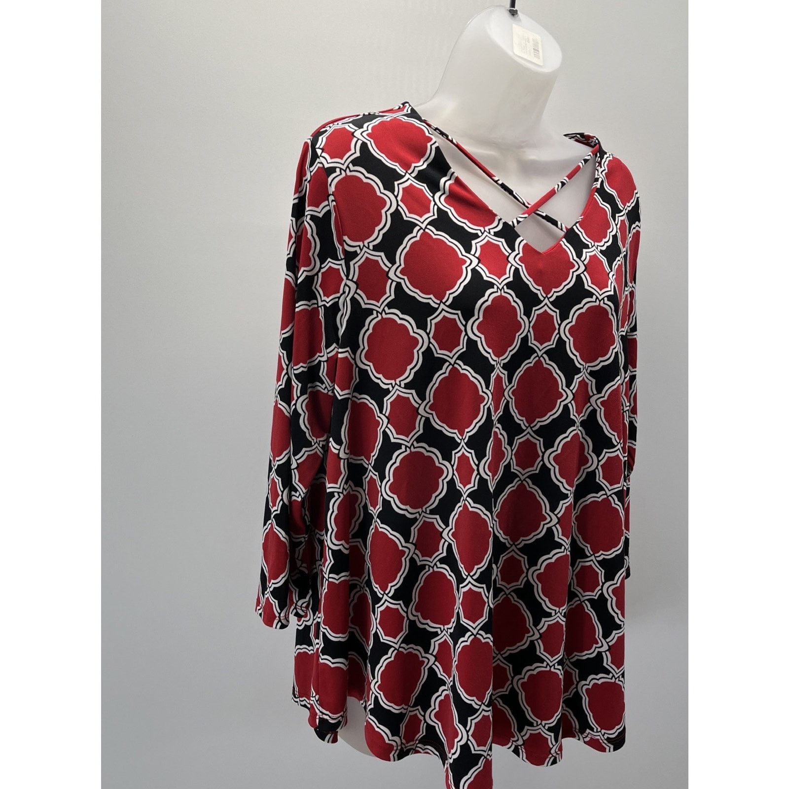 Chicos Chicos Womens Red Criss Cross Stretchy Top Size 2 L Size L / US 10 / IT 46 - 2 Thumbnail